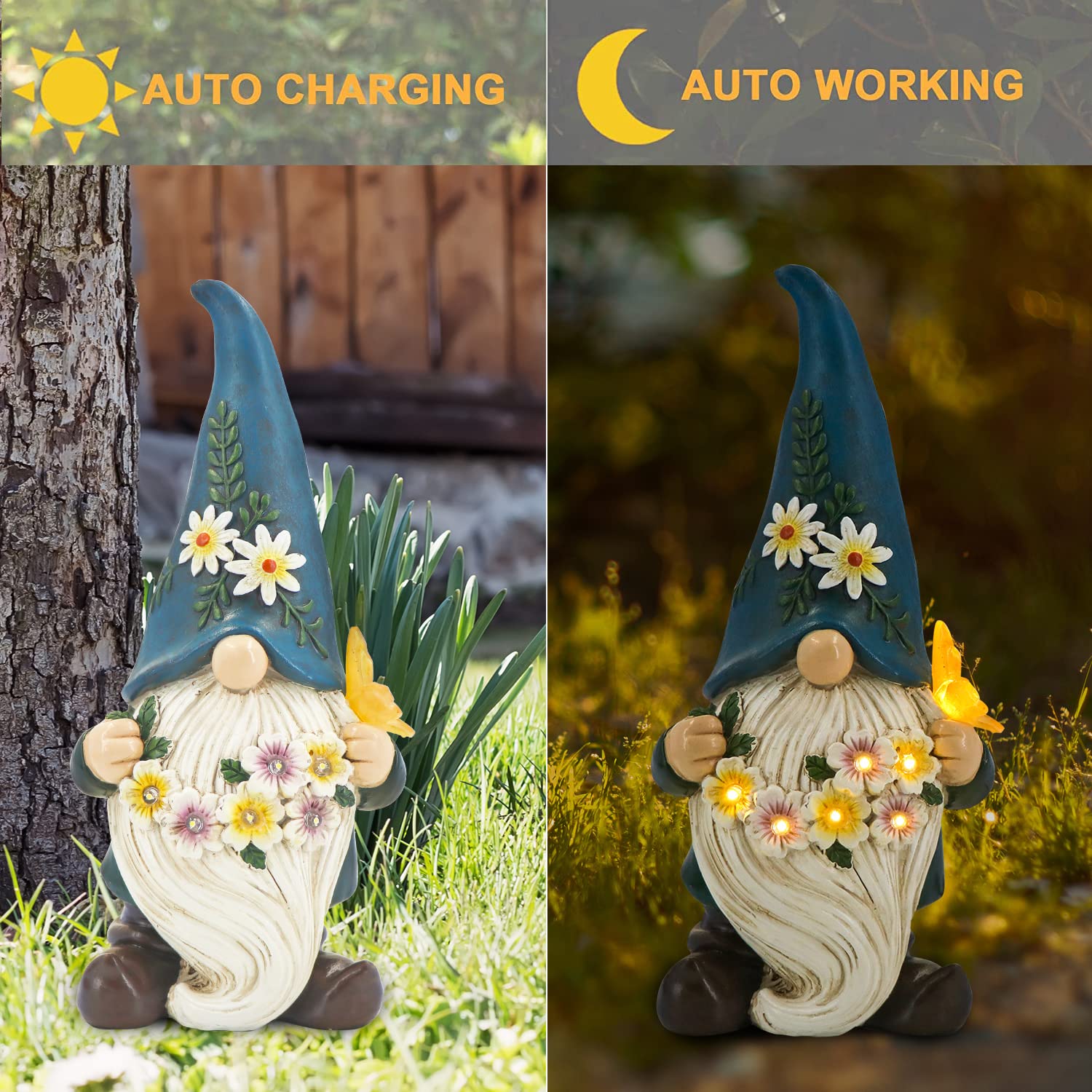 Dkjocky Solar Butterfly Gnome - Funny Garden Decor, Perfect Gift For Women, Moms & Grandmas