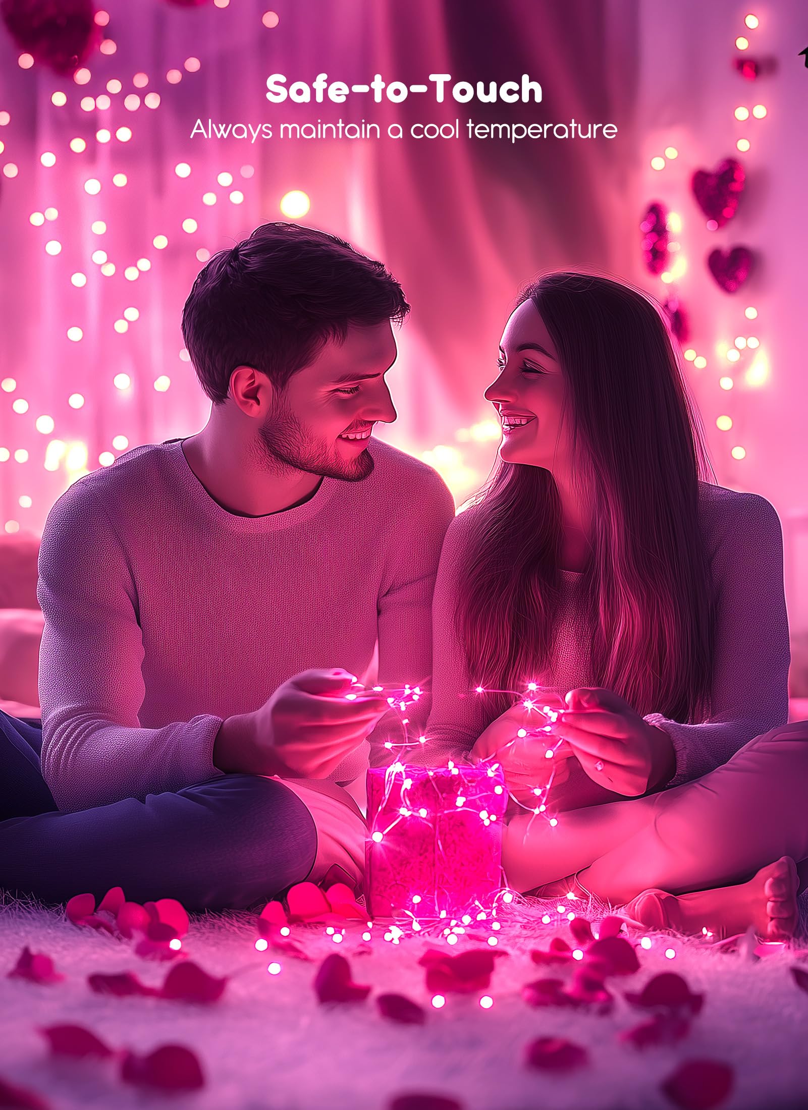 66Ft 200 Led Outdoor String Lights, Pink Fairy Lights Battery Operated With Remote, Waterproof Twinkle Lights For Bedroom Dorm Patio Tapestry Backyard Garden Party Indoor Valentine'S Day Decoration