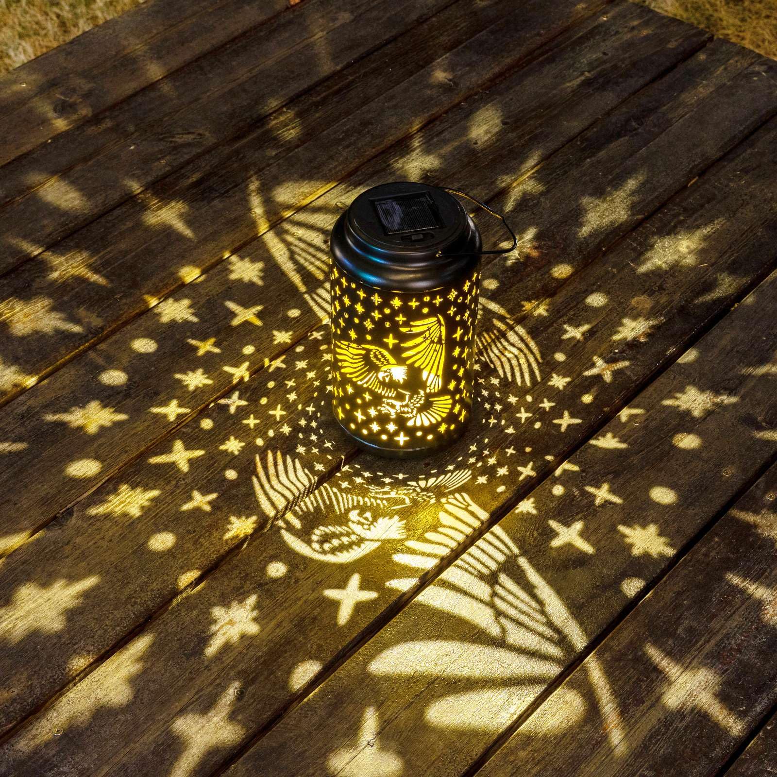 Pearlstar Eagle Lantern Outdoor Solar Hanging Lantern Lights Decorative Solar Light Waterproof For Table Patio Yard Garden Lawn