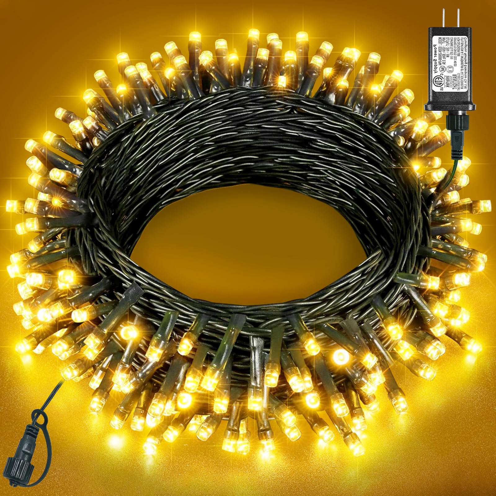 Xmasbokeh 40Ft 120 Led Christmas Lights Outdoor  Warm White Christmas String Lights With 8 Modes & Waterproof  Connectable Plug In Christmas Tree Lights For Indoor Bedroom Yard Holiday Decorations