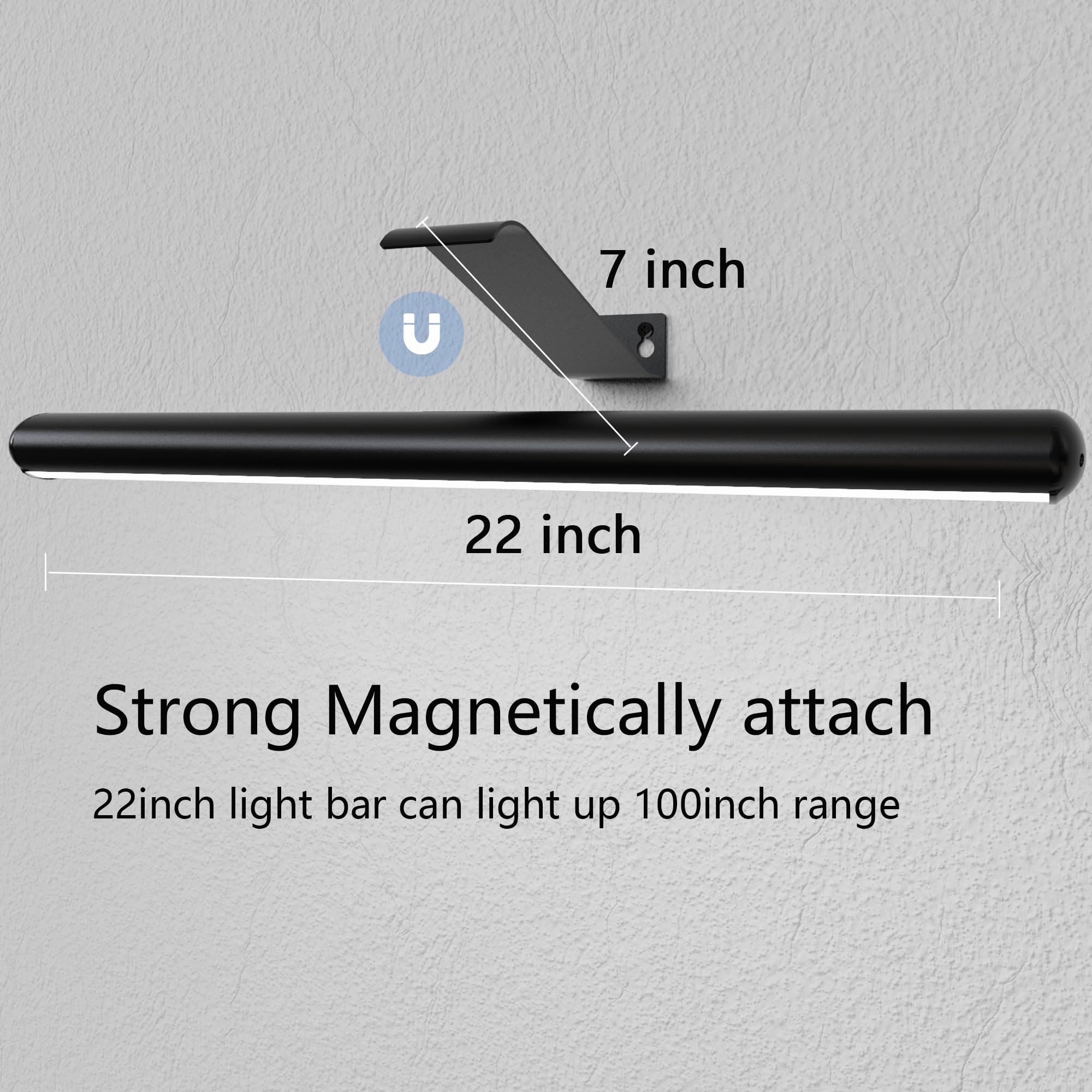 22Inch Rechargeable Pciture Light With 3 Lighting, Battery Painting Light With Remote Control,Cordless Picture Light Art Light D