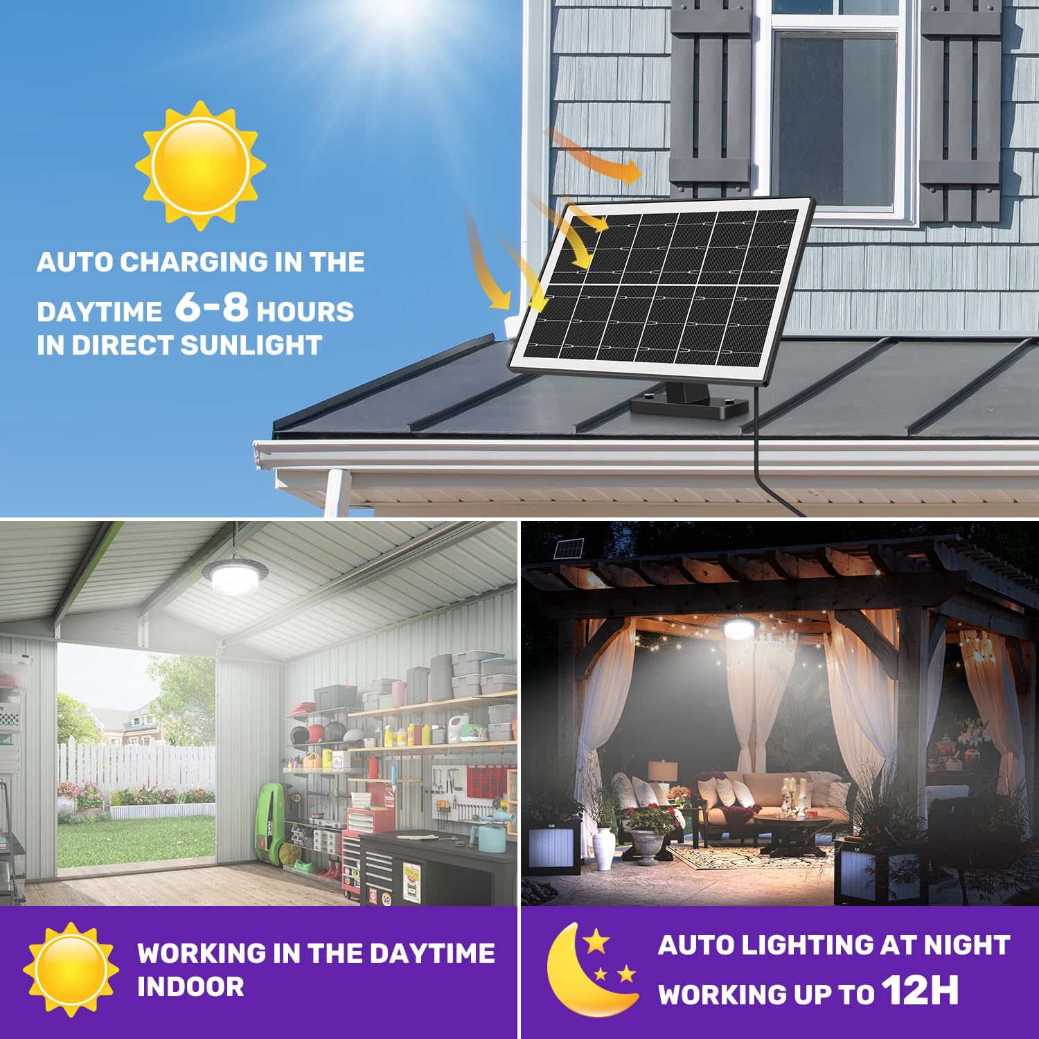 VOPHICHO Solar Shed Light, 244 LED, Motion Sensor, Waterproof, Remote Control, Timer, Model A05D, Black