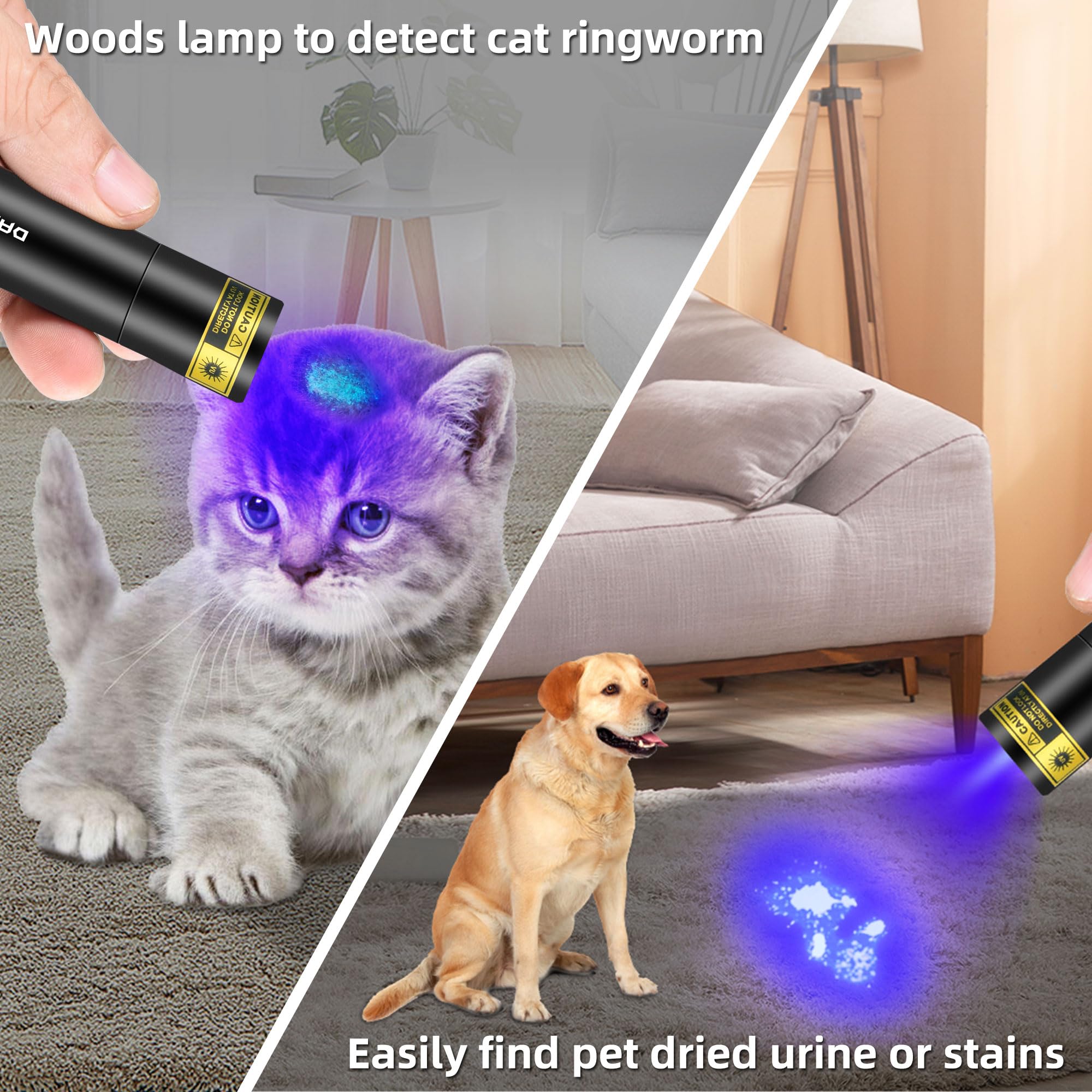 DARKBEAM Mini UV Black Light Flashlight 365nm - Rechargeable Aluminum LED, Model DKL-V4, Portable for Pet Urine, Stains, and Fluorescent Detection