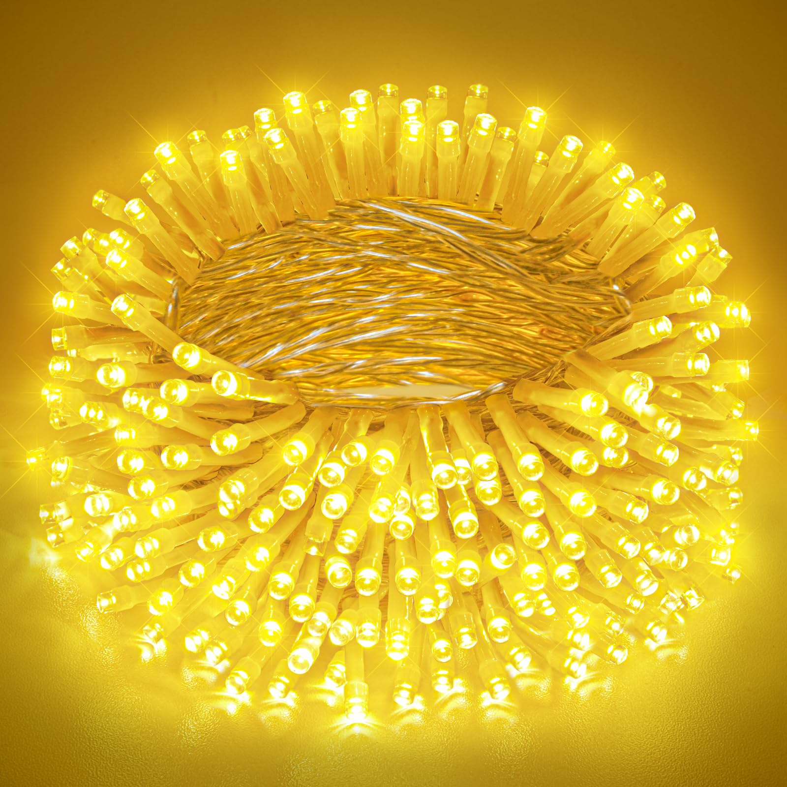 197Ft 600 Led Christmas Lights Outdoor  Warm White Christmas Lights Indoor 8 Modes Clear Wire  Plug In Twinkle Fairy String Light For Outside Bedroom Wedding Xmas Tree Party Decorations