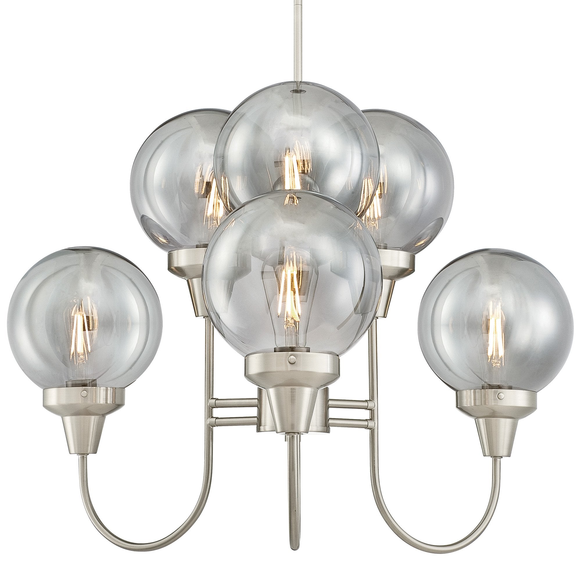 Westinghouse Byron Six-Light Indoor Chandelier, Brushed Nickel, Smoke Grey Glass, Black