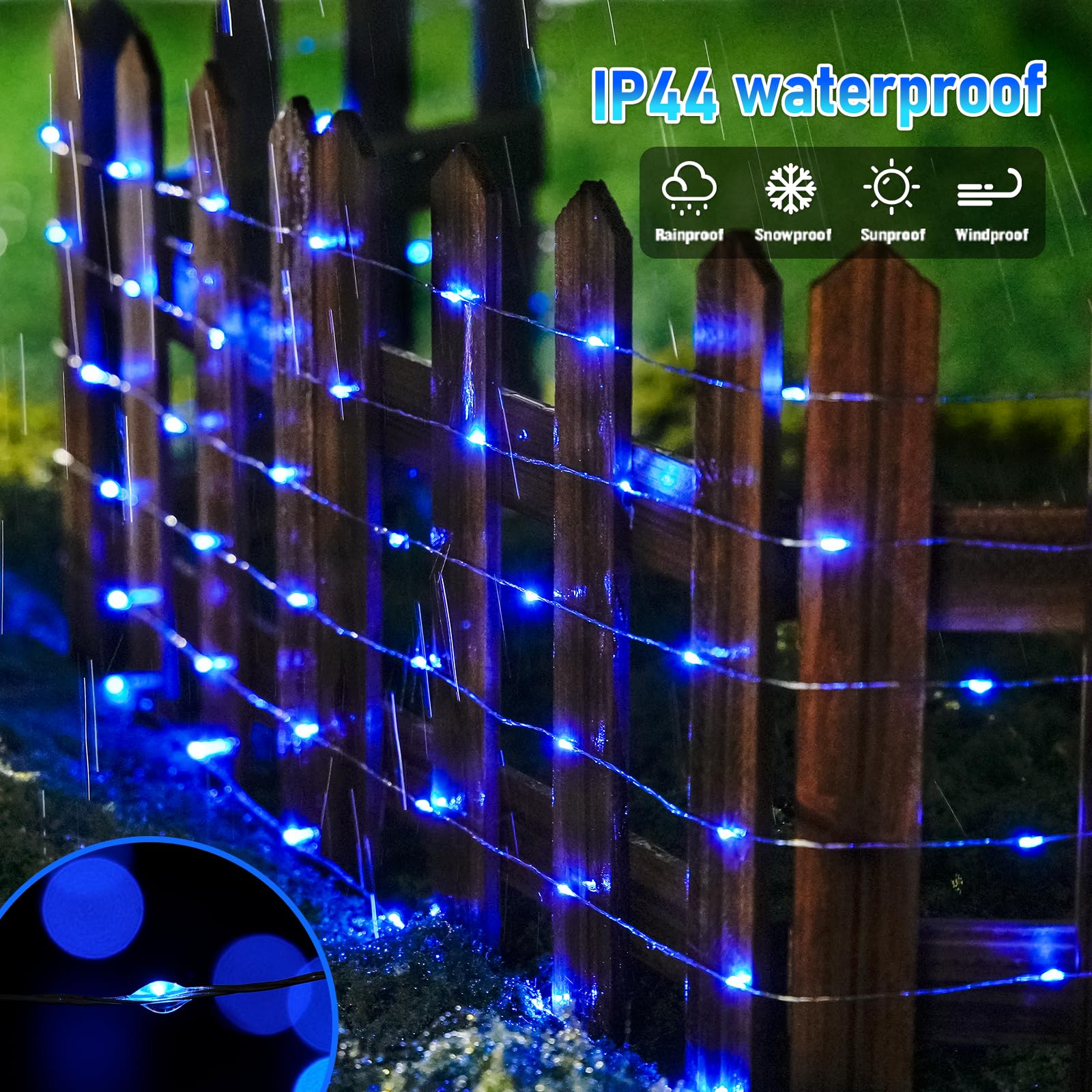 Jmexsuss 8 Pack 50 Led Blue Fairy Lights Battery Operated Halloween Christmas Decorations