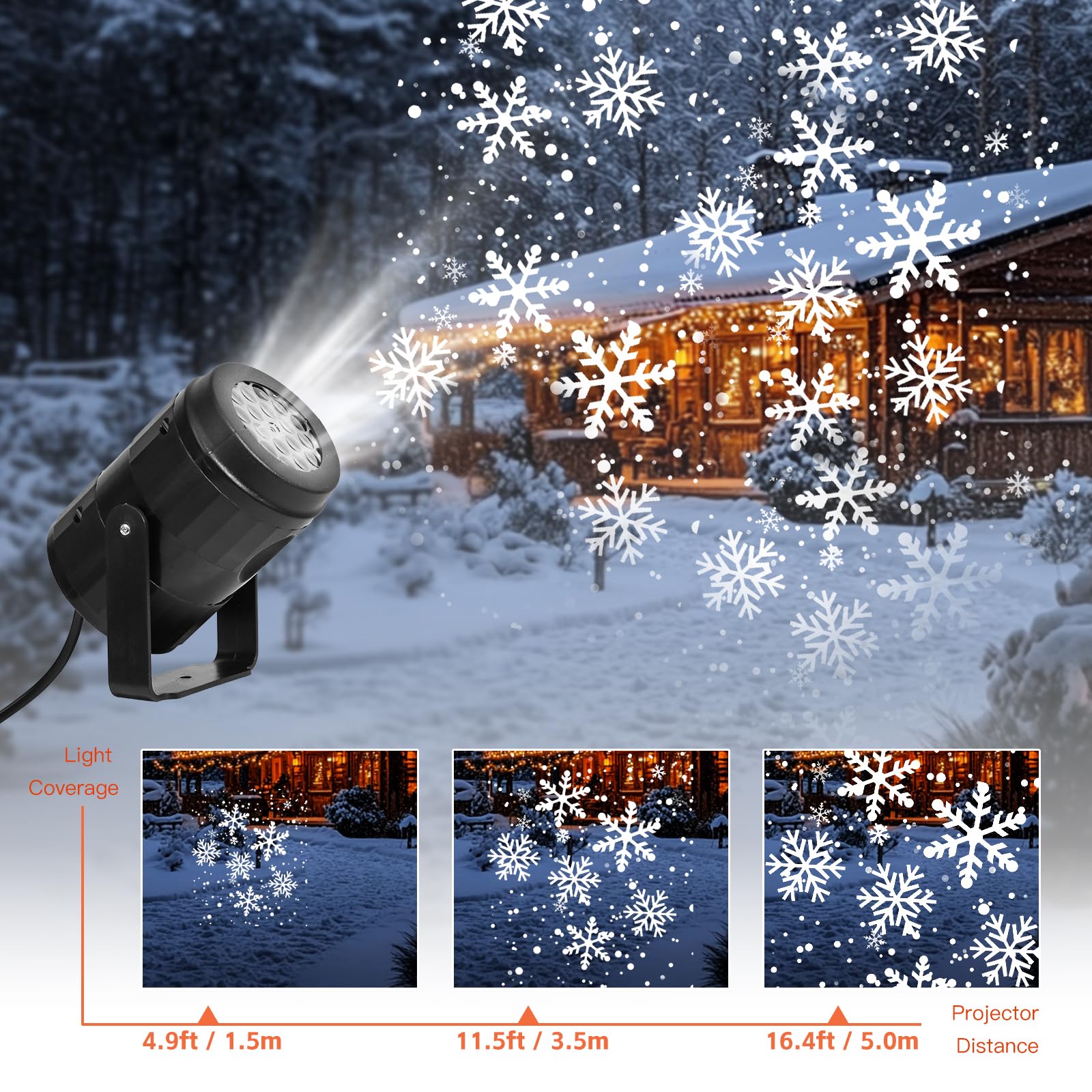 Snowflake Christmas Projector Lights Outdoor/Indoor, Led Lights Projector Waterproof For Christmas Decorations, Holiday Projecto