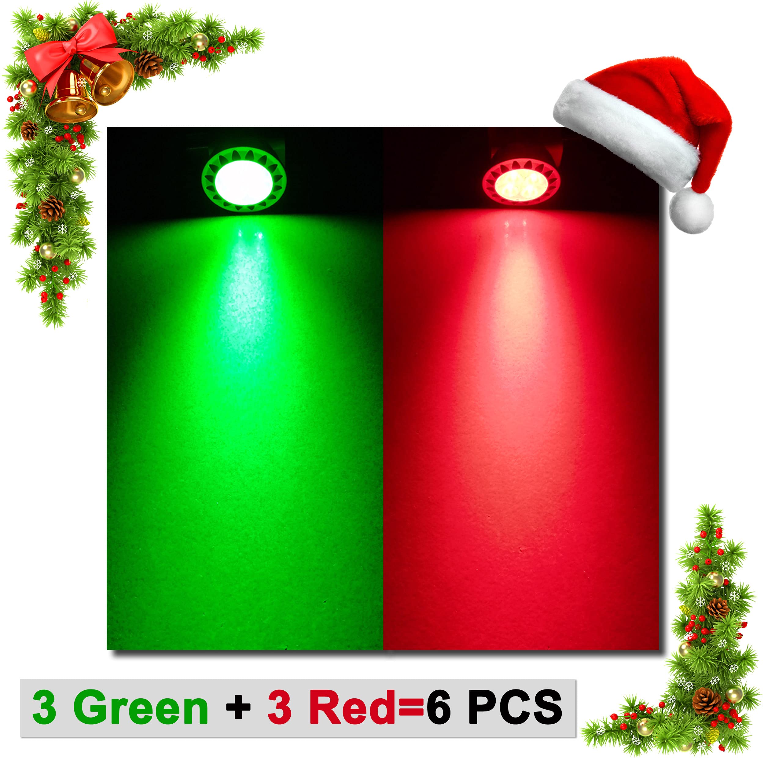 Alide Led Bulbs  7W Mr16  Red Green  38 Deg  6 Pack Mix  Replace 50W-75W Halogen  Low Voltage Ac/Dc12V  Gu5.3 Base  For Christmas Holiday Decoration  Outdoor Landscape Lighting