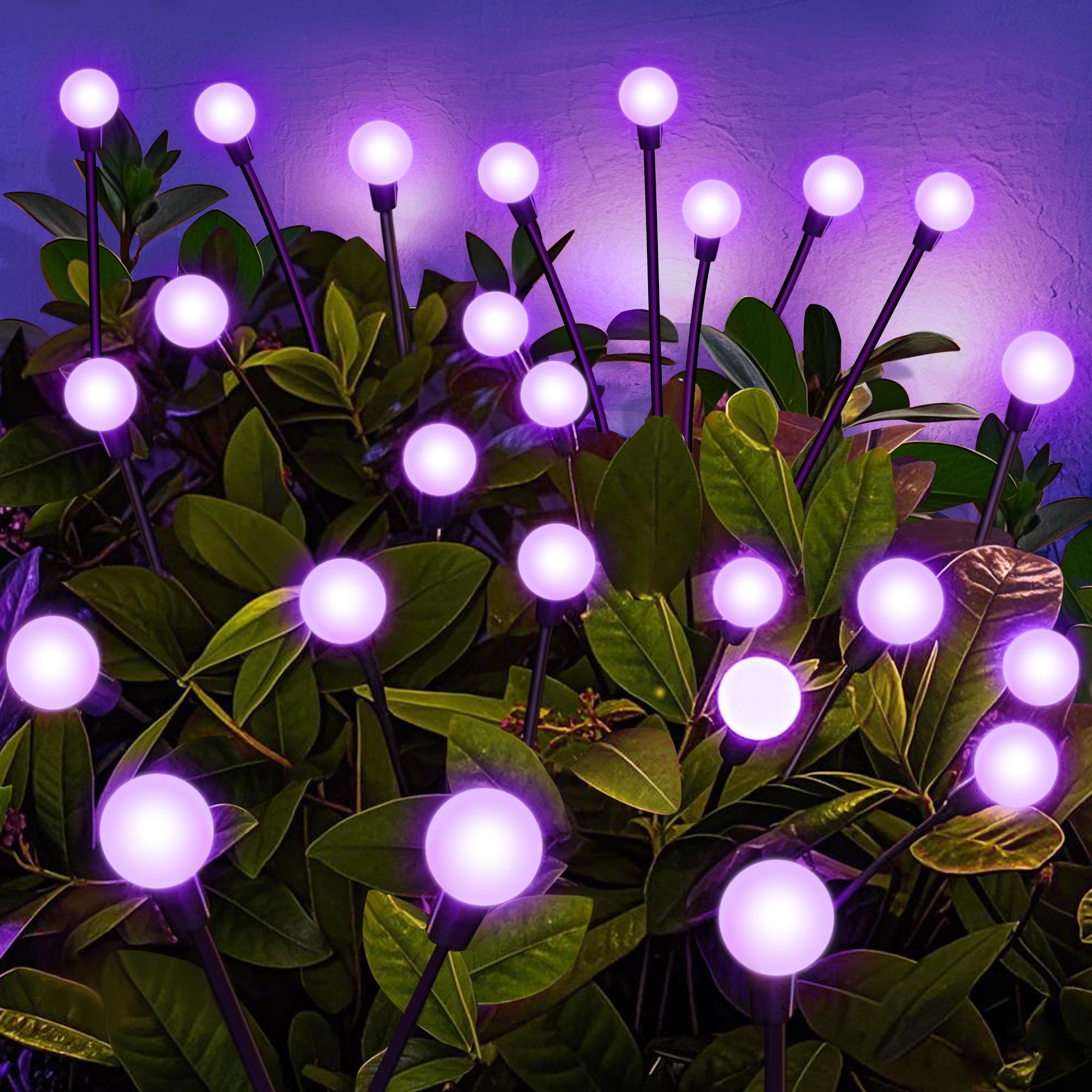 ZFNN Solar Garden Lights – 16 LEDs Waterproof Firefly Lights, 2 Pack, Purple, Model YHC-2pack10head