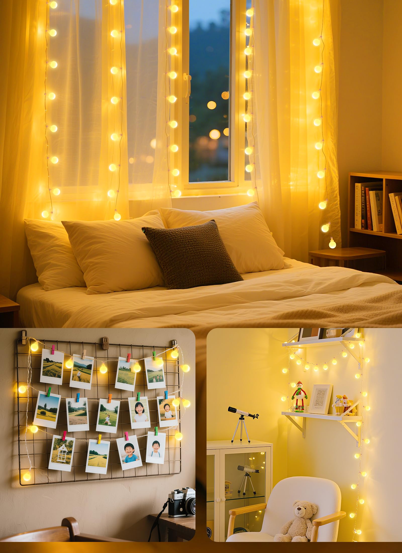 Brightown Battery Operated String Lights, 39Ft, 120 LED Globe Lights, 2 Pack, MiniGlobe-60D-2PC, Indoor/Outdoor Decor