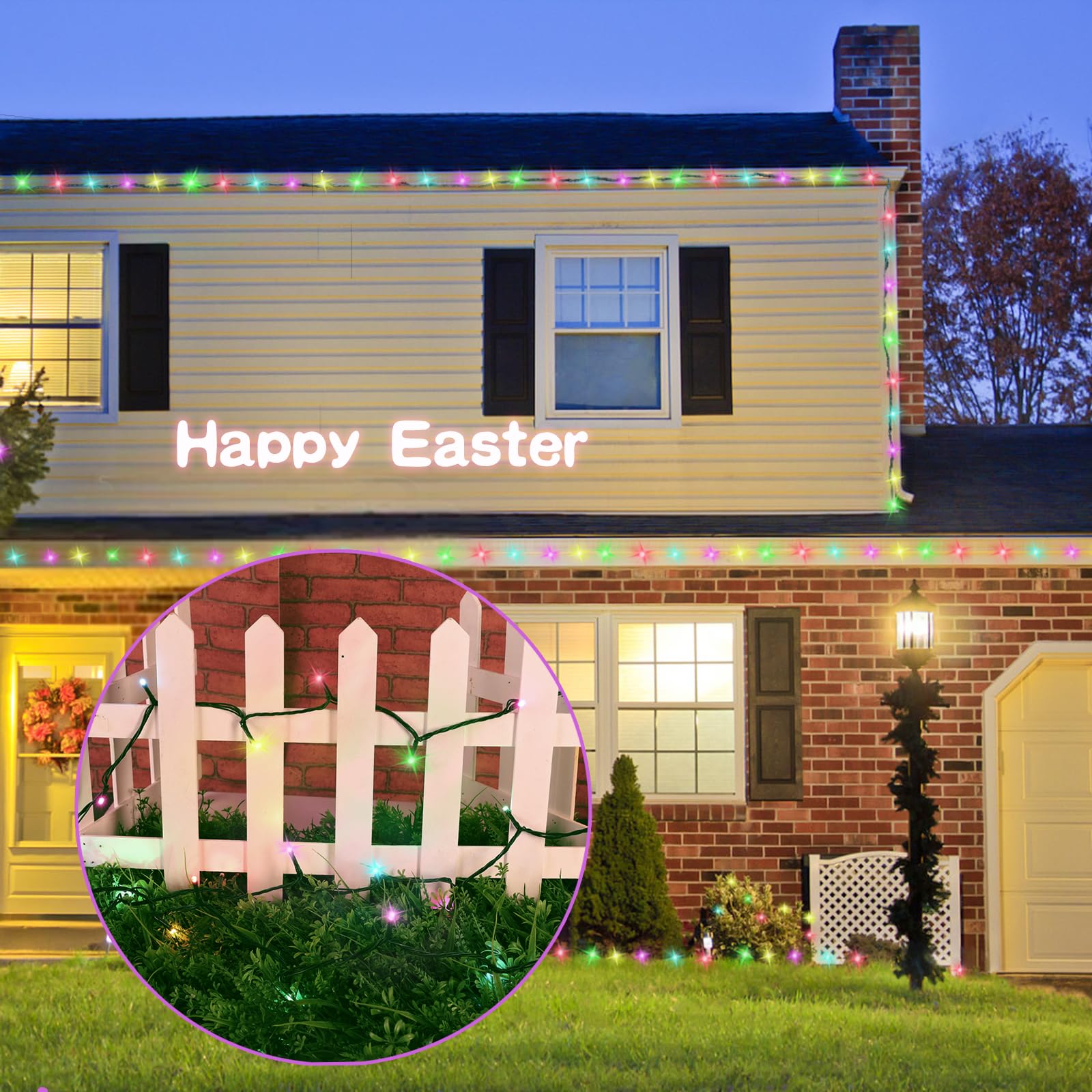 Lamphome 33Ft Easter Lights  100 Led Green Wire Fairy Starry String Lights Plug In  11 Lighting Modes  For Indoor Outdoor Xmas Tree Wedding Party Decoration (Multicolor)