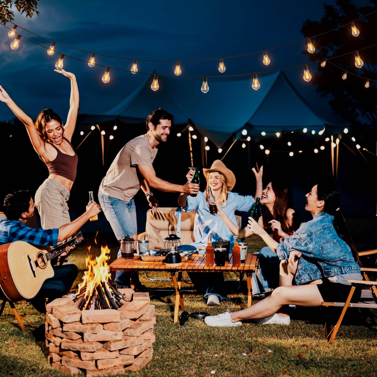 Meidaoduo 200 FT Outdoor String Lights, Waterproof A39 Shatterproof Warm Lights for Patio, 2200K, Model US200100-TX20B0-A39R122