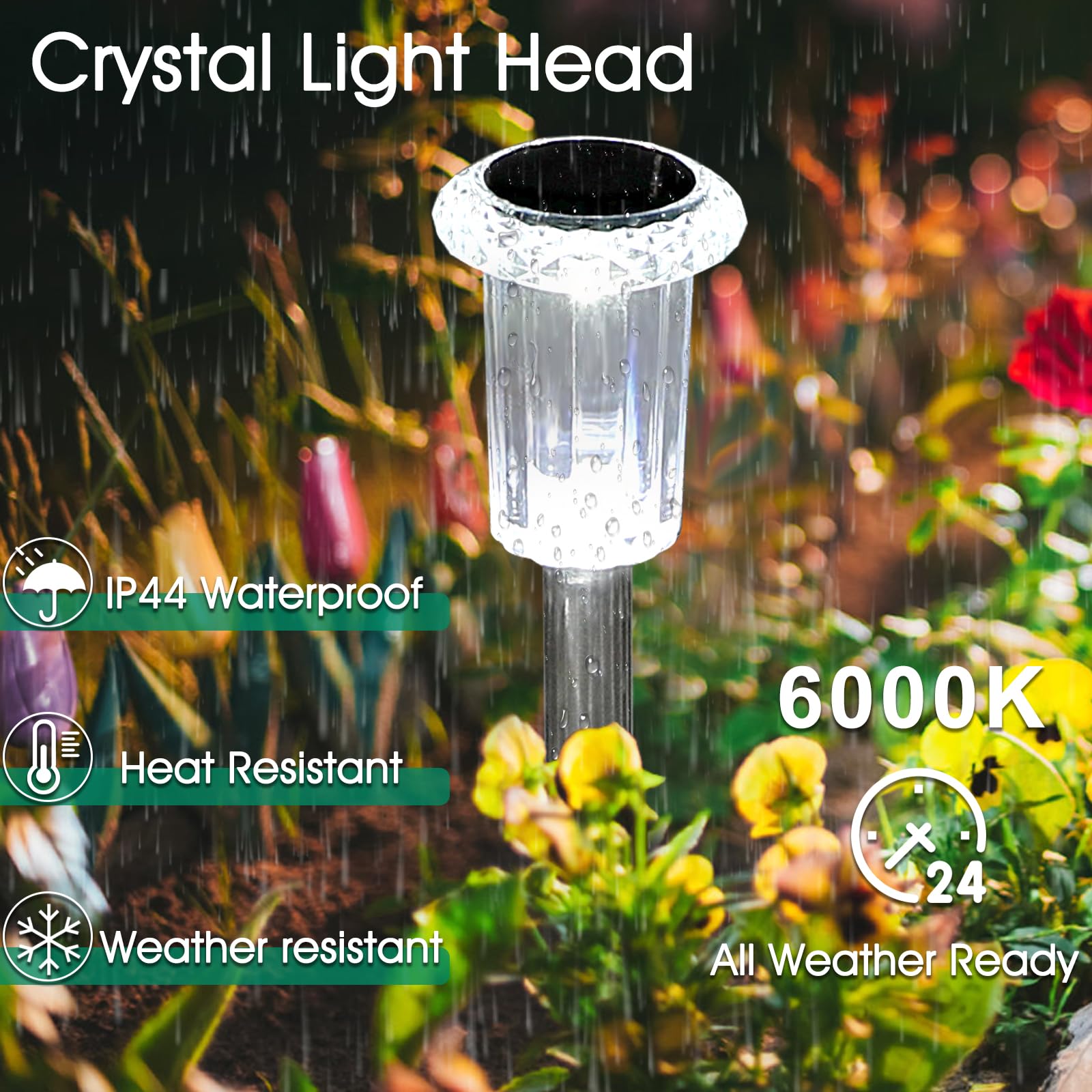 Eyrosa Solar Stake Lights, 15 Pack Waterproof Stainless Steel, Cool White for Pathway, Garden, Yard, Model OSA015
