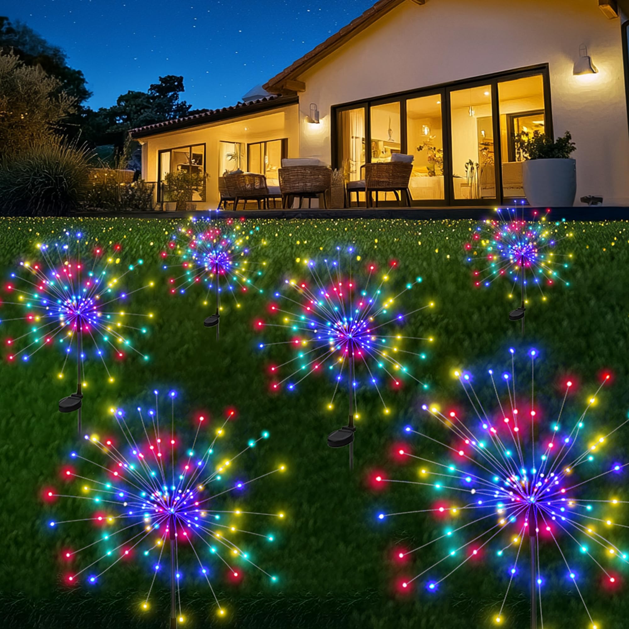 PEVOROS Garden Decor Solar Lights Outdoor,6Pack 120LED Waterproof Colorful Solar Garden Lights Your Outdoor Decoration,Yard, Pat