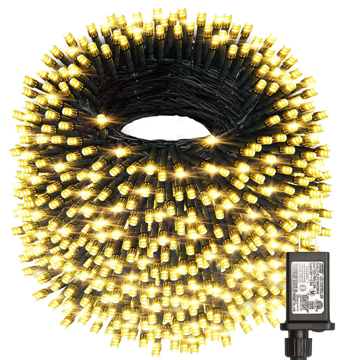 Haili 1000 Led Christmas Lights, Plug in 8 Lighting Modes Waterproof, Outdoor Christmas Lights for Tree Yard Party Indoor Outside Decorations (393FT, Warm White)