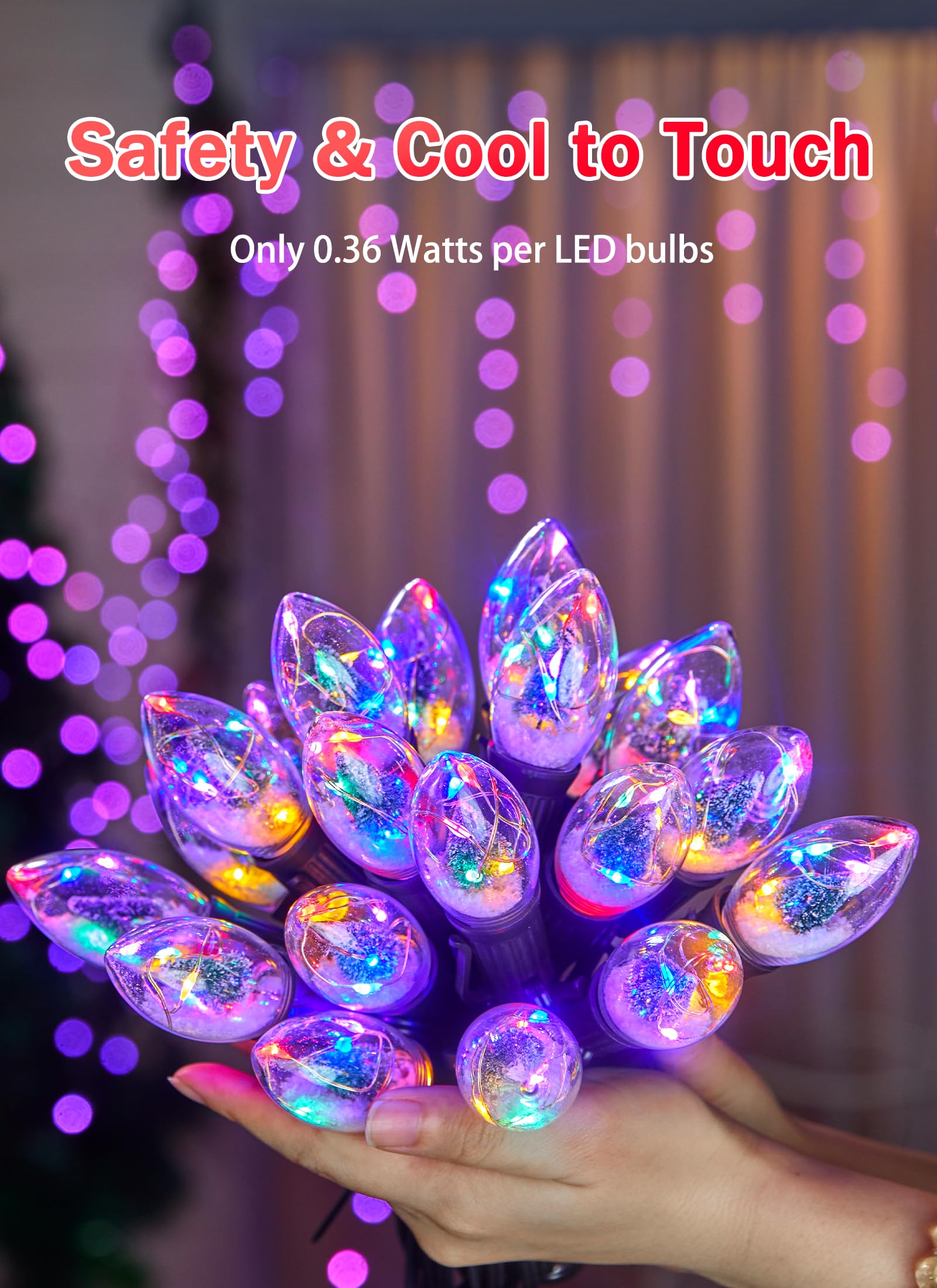 C9 Led Christmas Lights Outdoor, 45 Ft C9 String Lights With 40 Shatterproof Led Bulbs, 3 Light Mode, Connectable Waterproof Chr