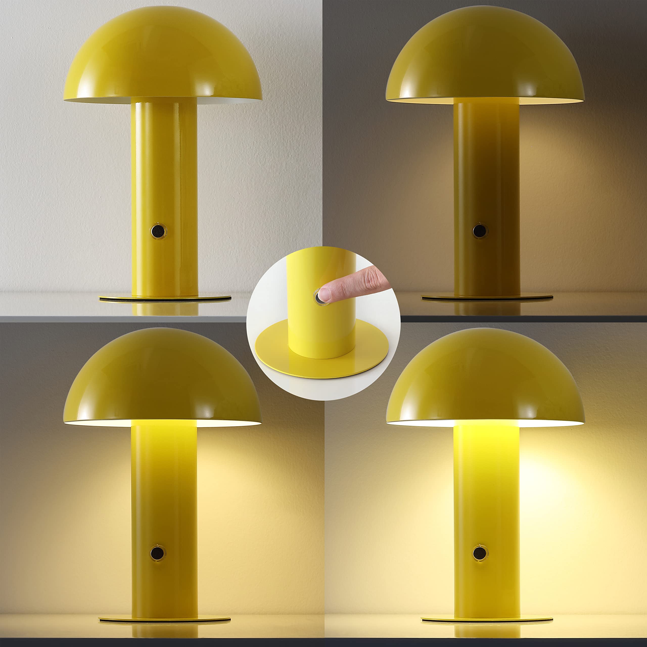 Jonathan Y Jyl7115C Boletus 10.75'' Contemporary Bohemian Rechargeable/Cordless Portable Iron Integrated Led Mushroom Table Lamp