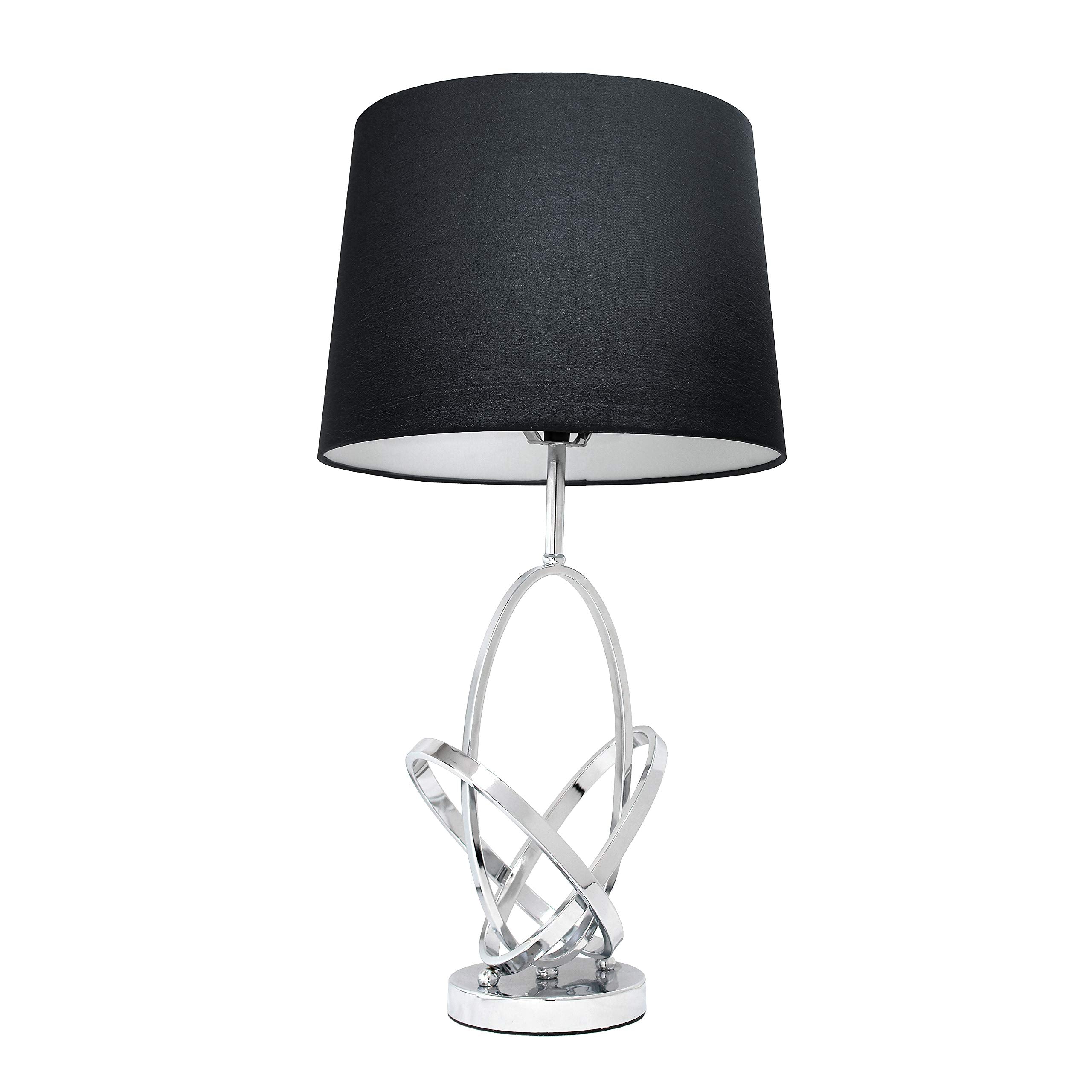 Elegant Designs Lt1006-Chr Mod Art Polished Chrome Table Lamp With Black Shade
