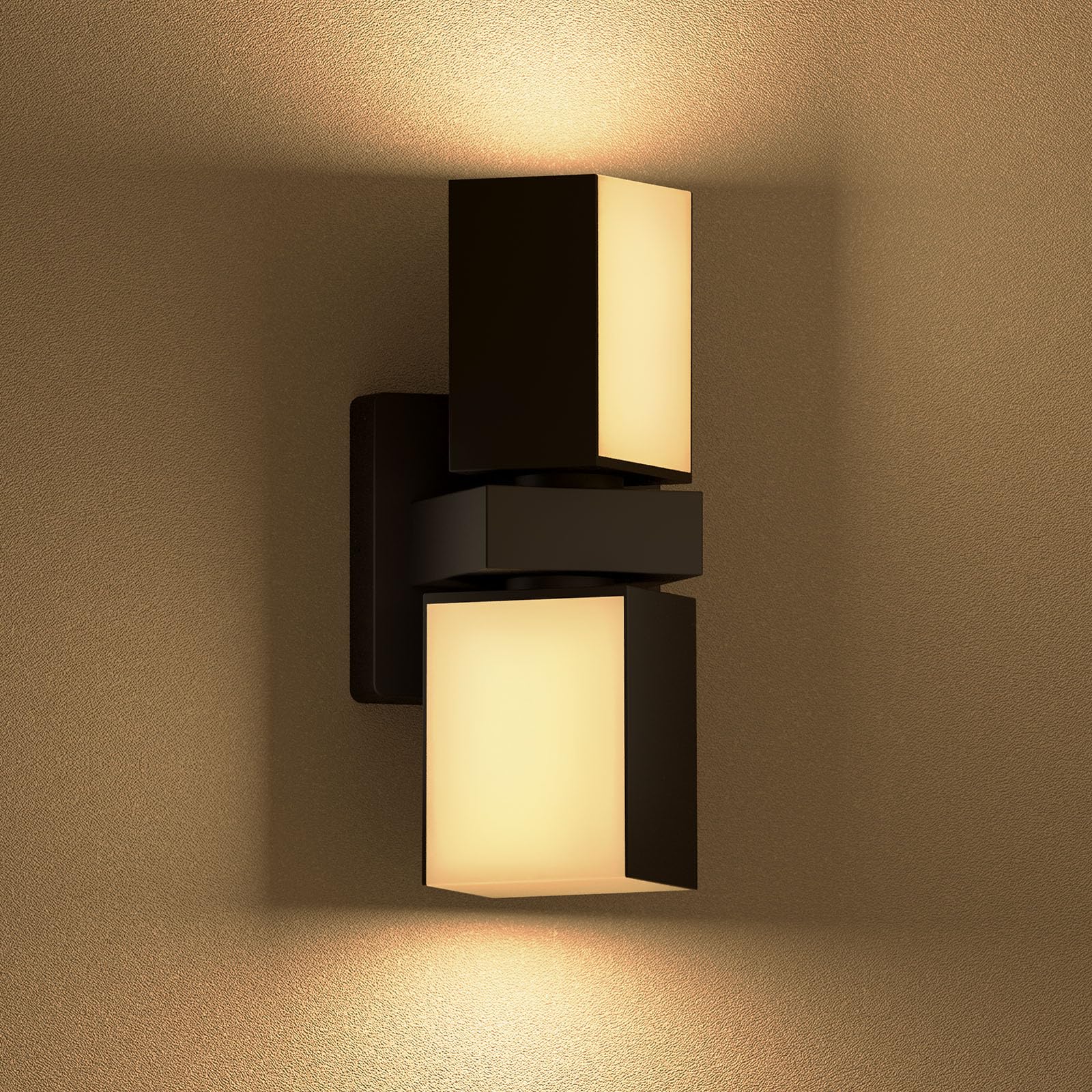 XMCOSY+ Outdoor Light Fixture, 1400LM Smart RGBCW Porch Light Adjustable Dual-Head Outdoor Wall Sconce, WiFi APP Control, Alexa