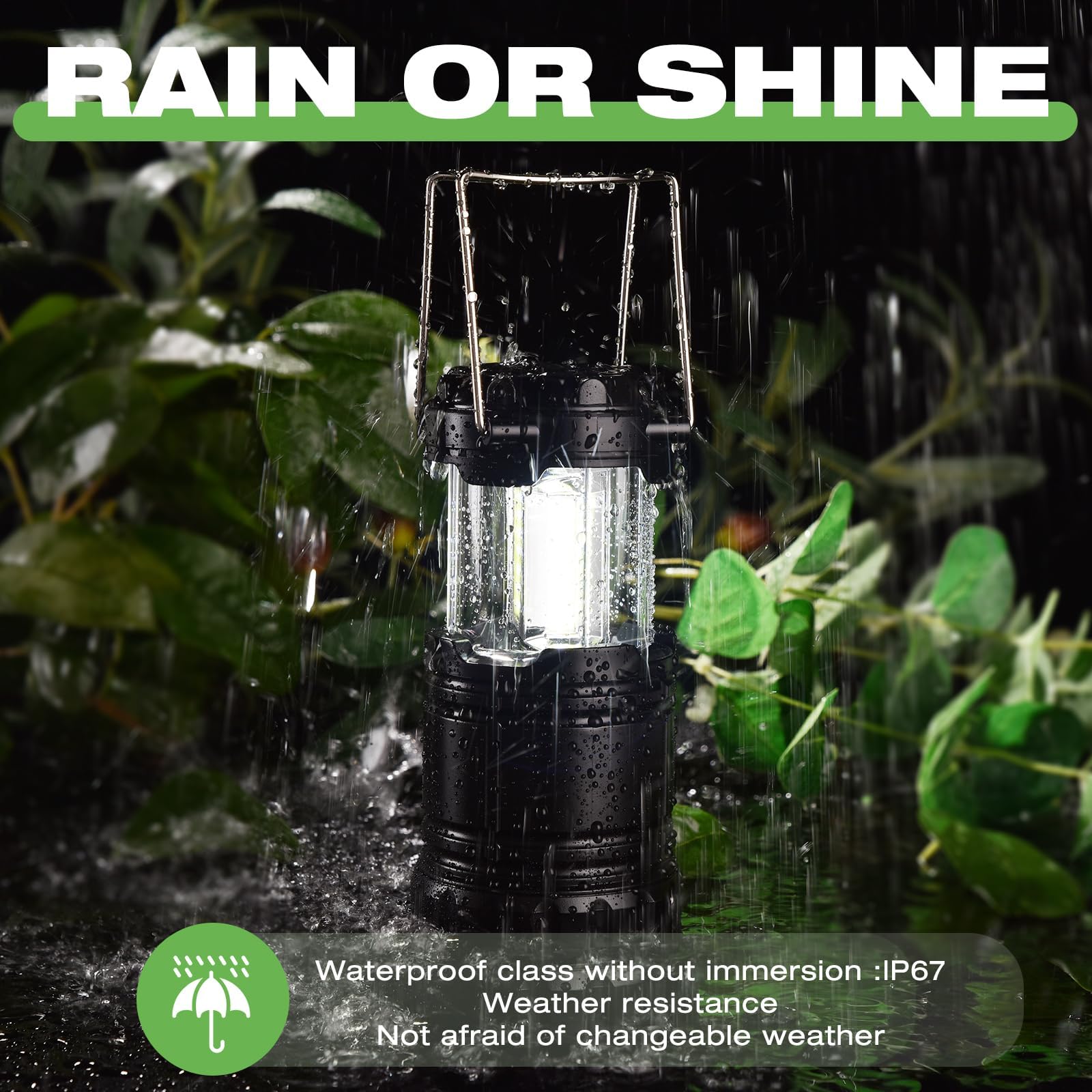 KPKJOO Collapsible Camping Lantern, Super Bright LED, Battery Operated, Black, Model 5800