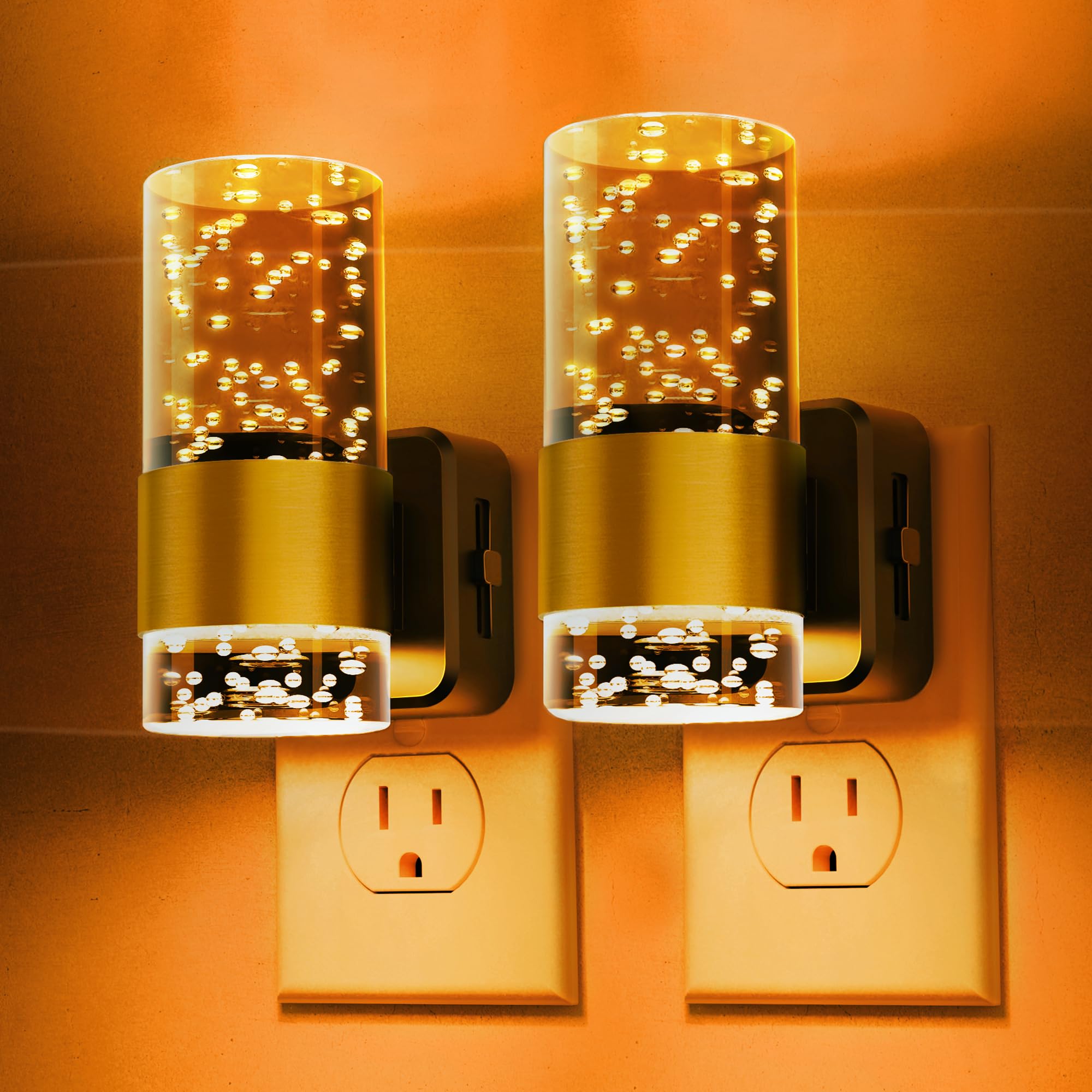 L Lohas Led Night Lights Plug Into Wall, Amber Night Light With Adjustable Brightness, Plug In Nightlight With Auto Light Sensor