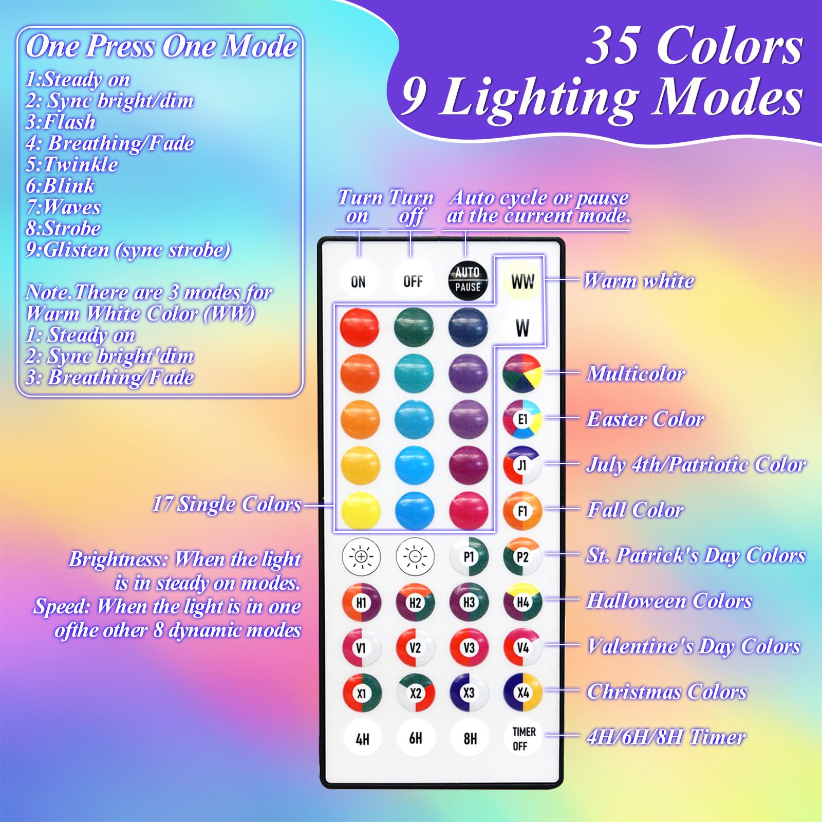 300 Led Color Changing Christmas Lights  35 Colors 98Ft String Lights Halloween Decorations  Waterproof Twinkle Fairy Light Clear Wire For Bedroom Indoor Outdoor Holiday Xmas Tree Wedding Party