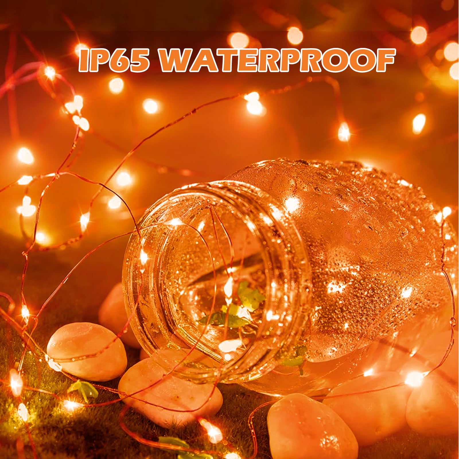 Ehome String Lights, Usb Fairy Lights Plug In 33 Ft 100 Led Twinkle String Lights Silver Wire Lights With Remote And Timer 8 Modes Outdoor Indoor Waterproof Starry Lights Diy Party Wedding, Orange