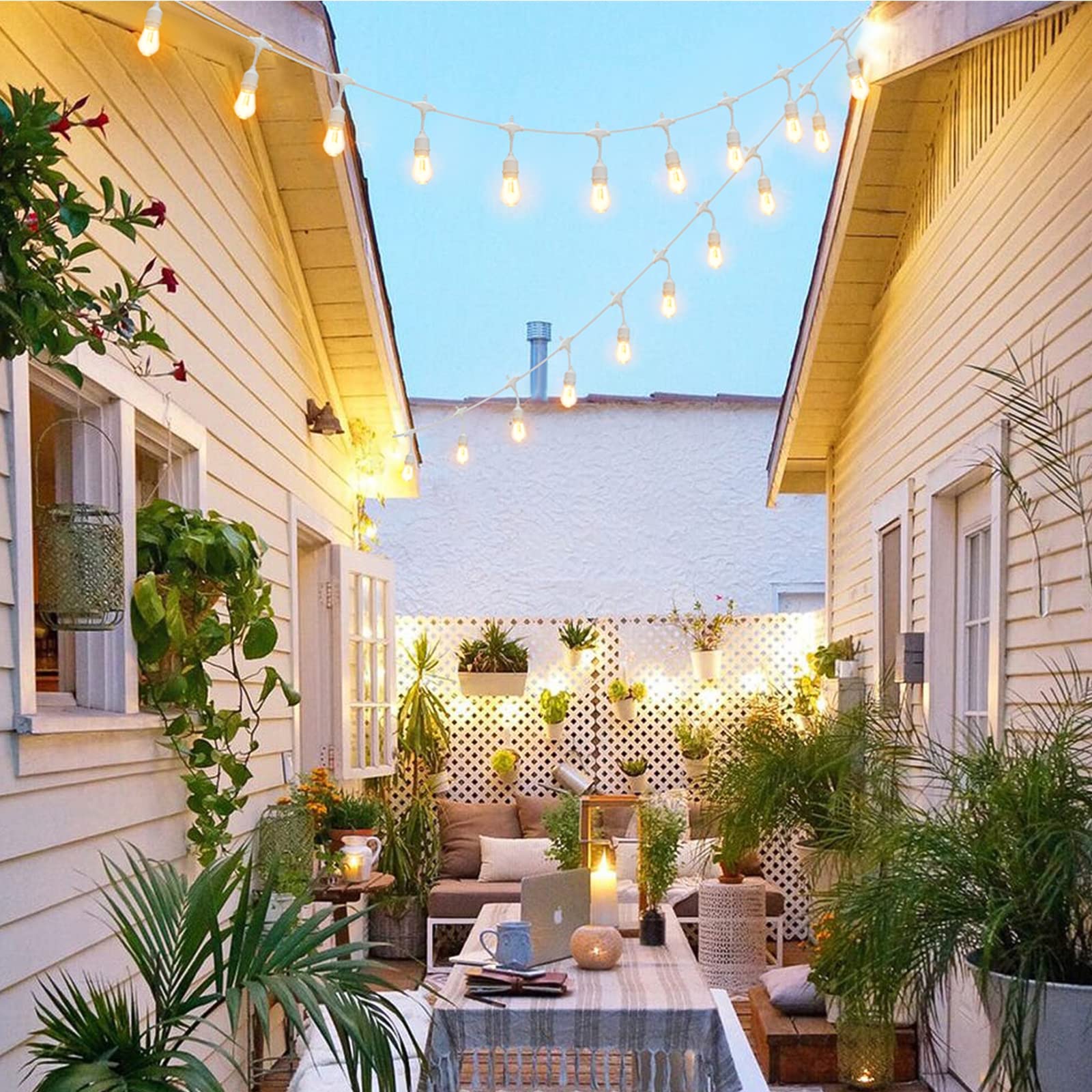 Mlambert 2 Pack 96Ft Outdoor String Lights With 60+5 Led 2700K Plastic Bulbs, Dimmable Waterproof Lights For Patio Party-192Ft I