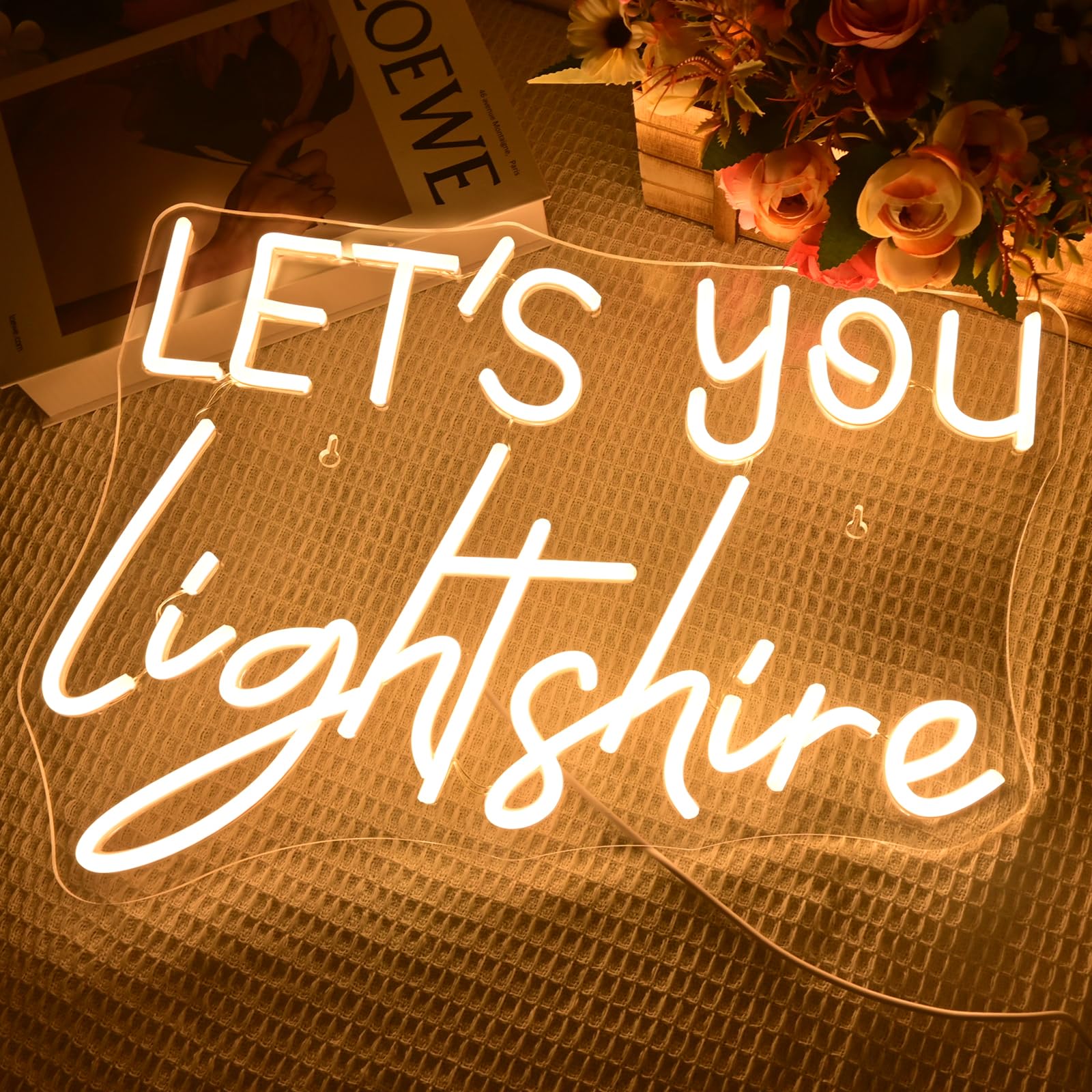 FAXFSIGN Neon Light Sign - Christian Wall Decor, Bible Verse, Dimmable, 16.54in x 11.4in, E-Lets You Light Shine
