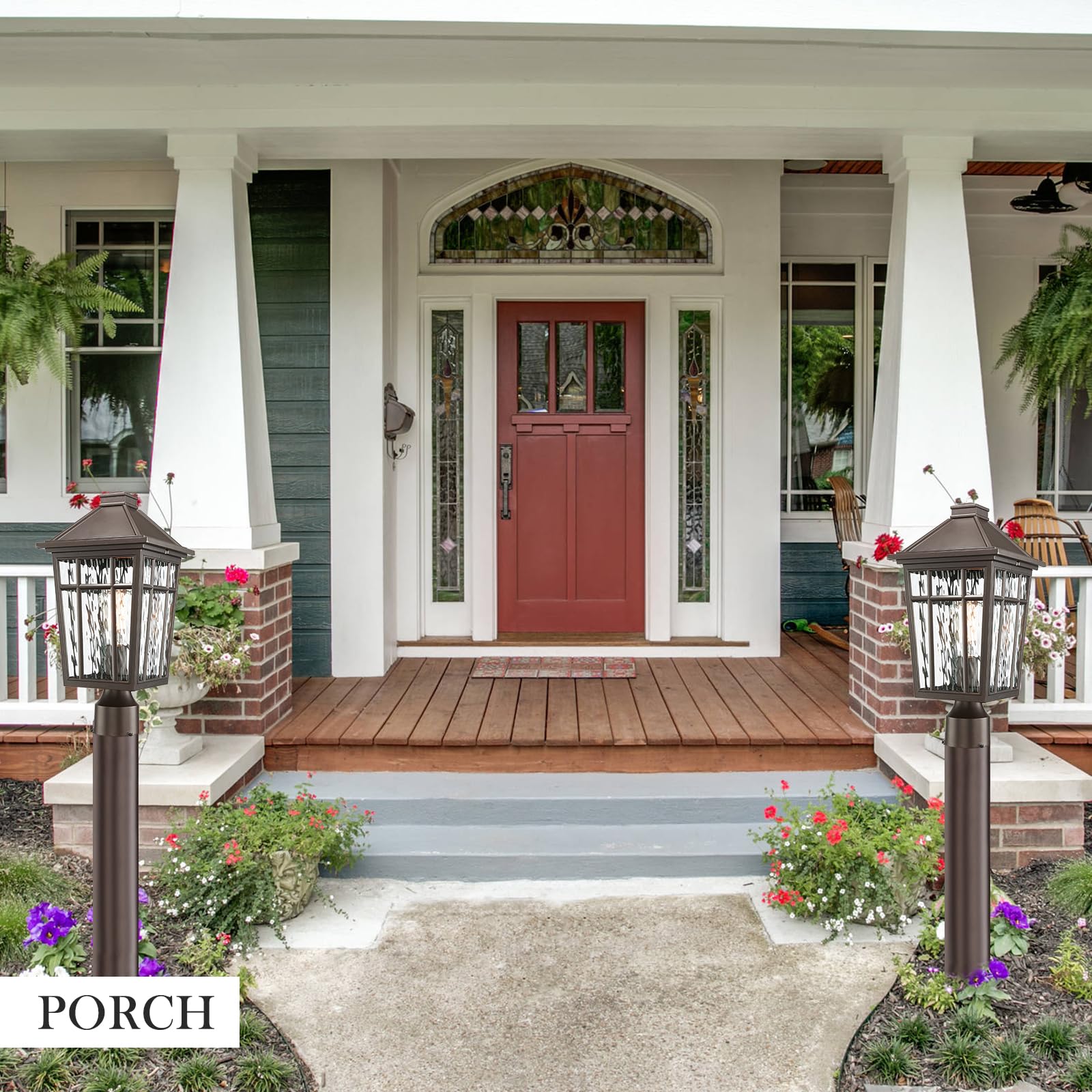 Darkaway Large Outdoor Post Lights Lamp Post Light Fixture, 17Inch Waterproof Aluminum Housing With Water Ripple Glass, Fence Po