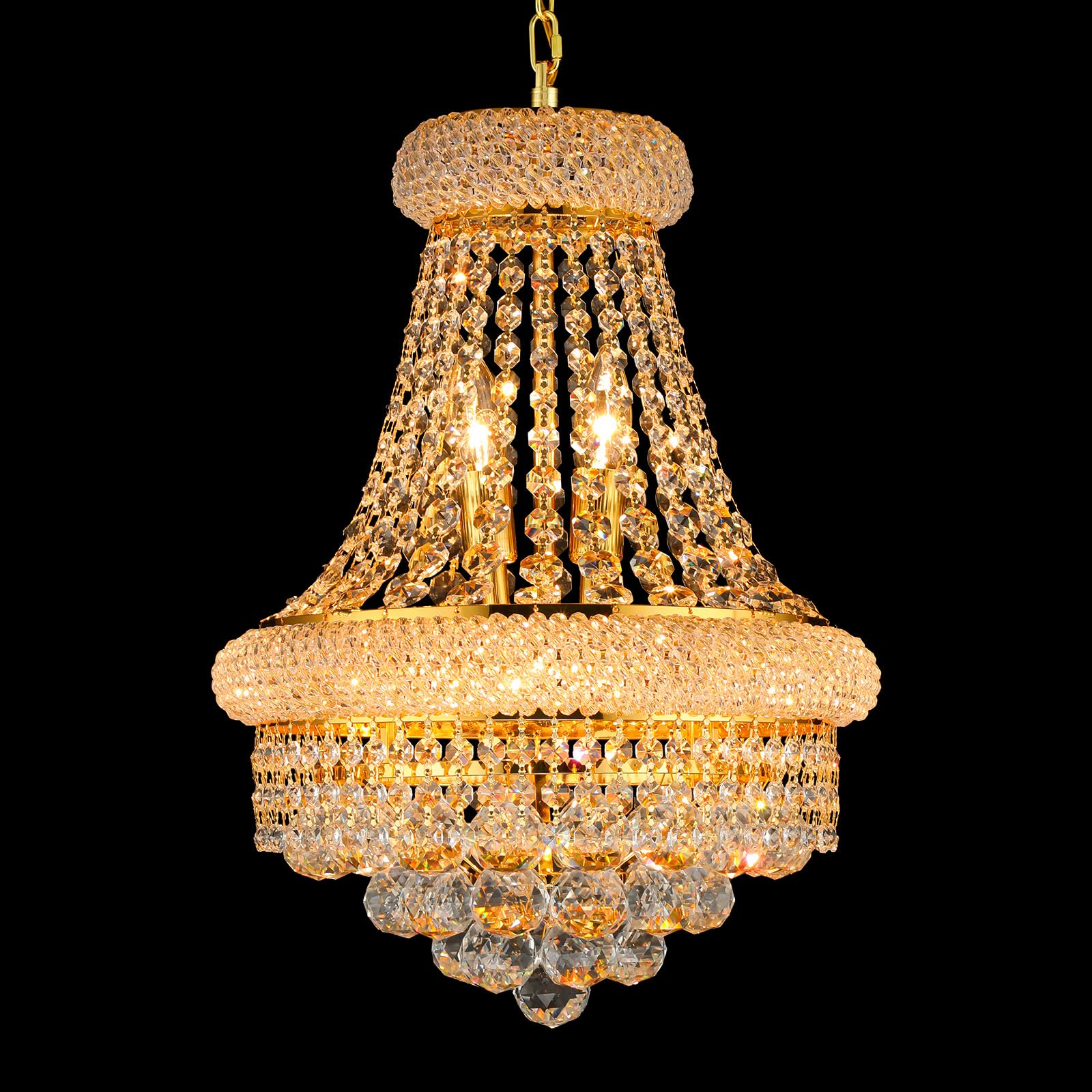 Crystal Chandeliers For Dining Room Light Fixtures Over Table  Empire Style K9 Crystal Chandelier For Living Room  6 Lights Gold stylish Lighting Fixtures For Bedroom Kitchen Island Entryway D15 Inch