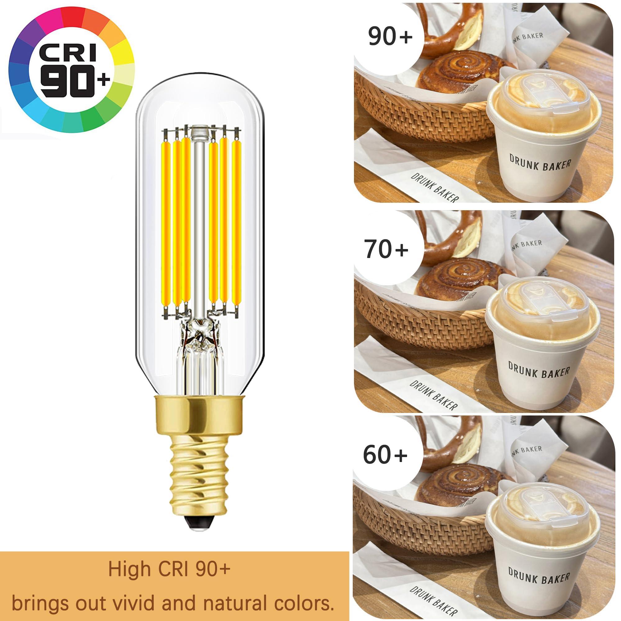 XININSUN T6 LED Bulb 6W Dimmable 4000K Daylight White T25 E12 Candelabra 6-Pack