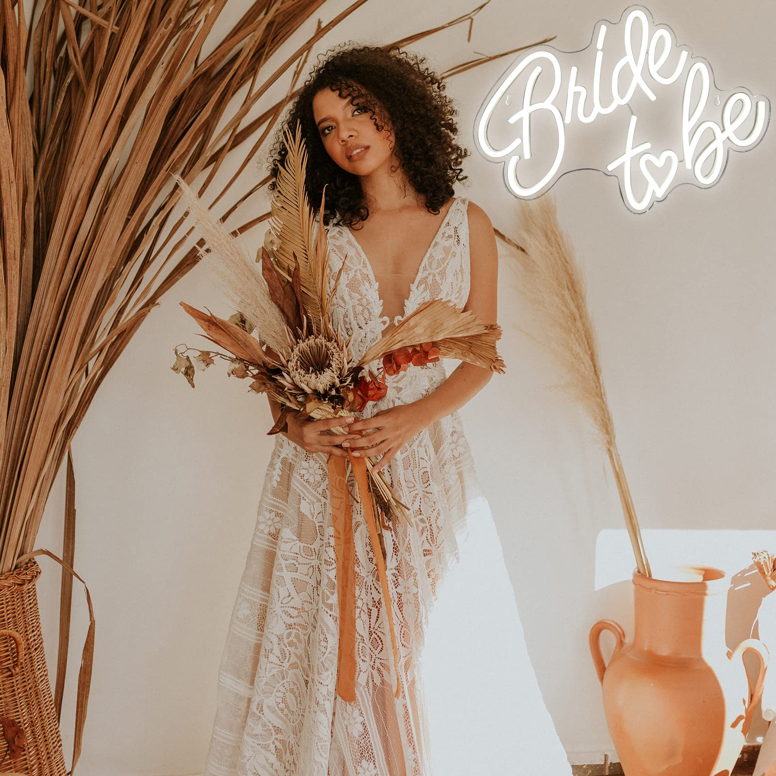 Bride To Be Neon Sign  White Led Neon Light Signs Usb Wedding Light Signs For Bridal Shower Bachelorette Engagement Party Backdrop With 15 Pcs Balloon