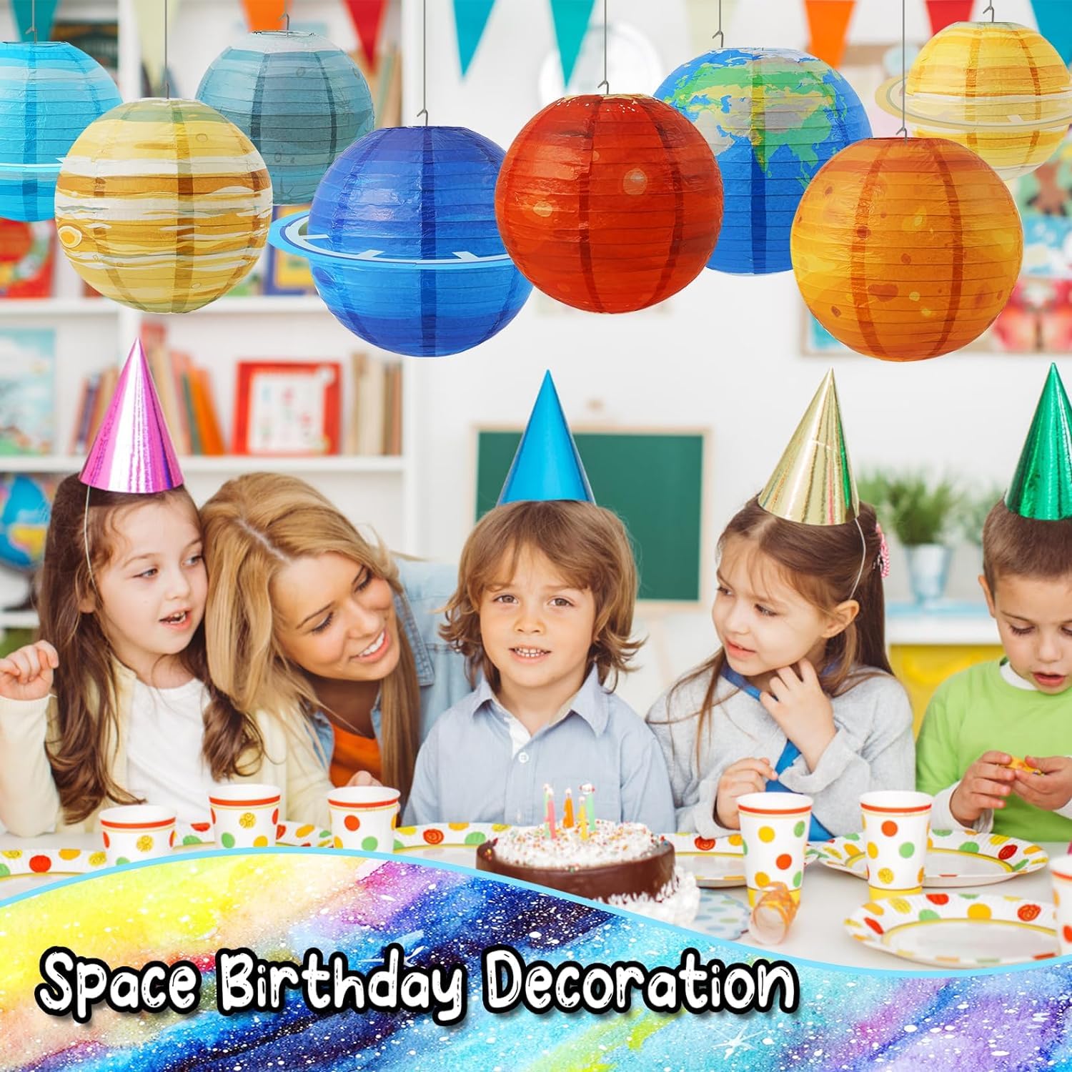 Space Planet Paper Lanterns 12 In Solar System Hanging Decor Out Of This World Outer Space Party Decorations For Kids Astronaut Theme Party Supplies Galaxy Earth Home Birthday Decorations 8Pcs