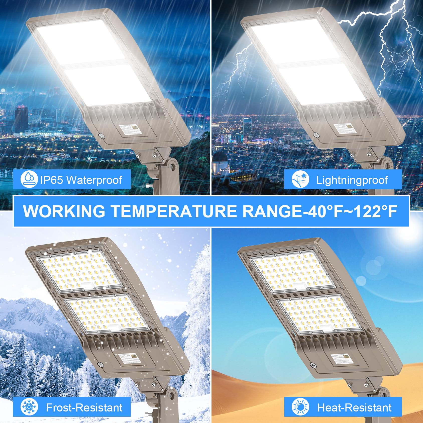 480V Led Parking Lot Light 320W 44,800Lm With Adjustable Slip Fitter Ul Dlc Listed 5000K Led Shoebox Street Pole Light Flood Lig