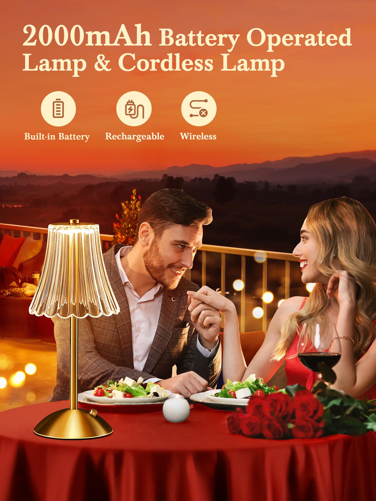 One Fire Vintage Lamp Flower Lamp ?Gifts Package? Cute Lamp Crystal Lamp,Dimmable Small Table Lamp,3 Colors Touch Lamp Small Lam