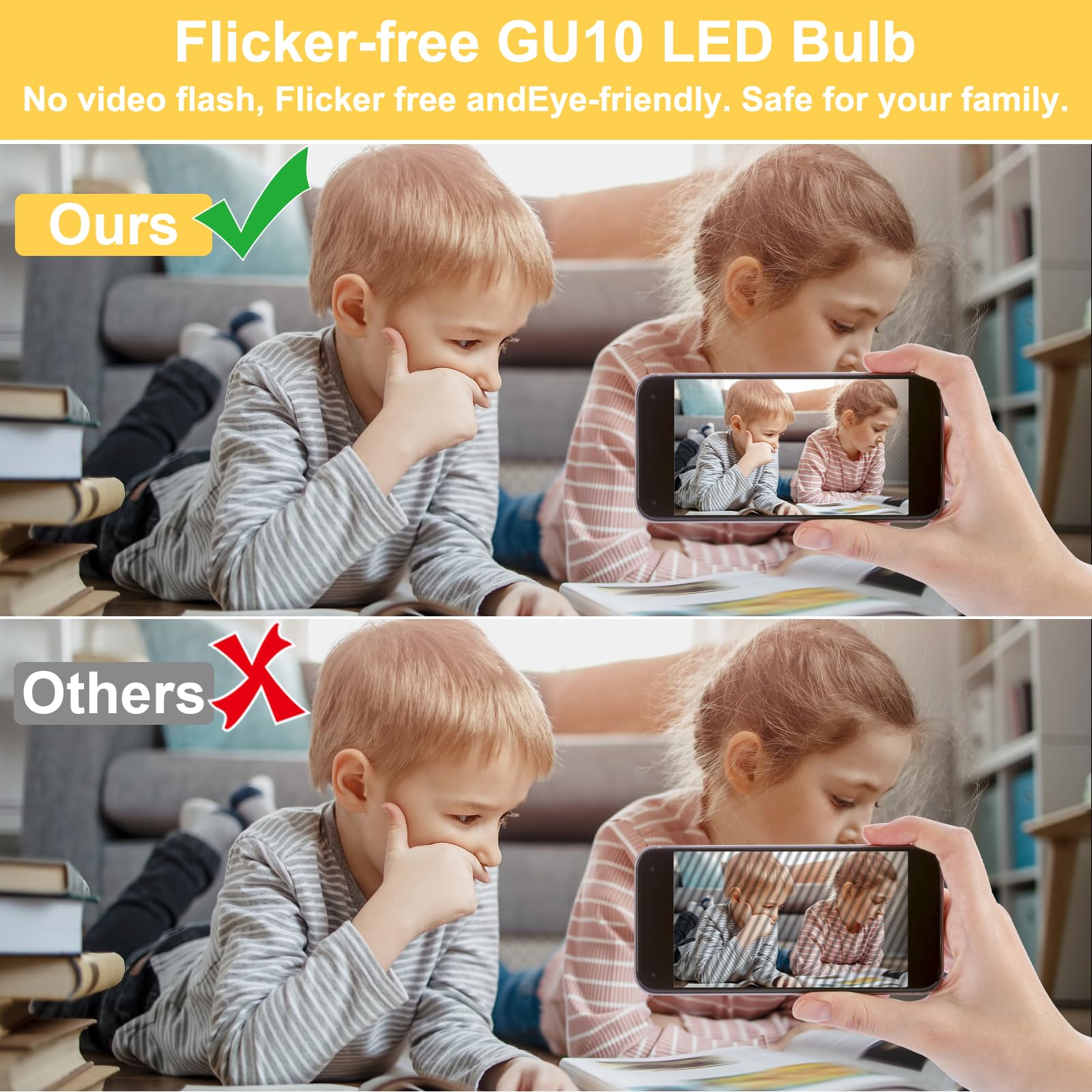 hansang GU10 LED Bulbs, 6W Equivalent, 550 Lumens, Warm White 3000K, Frosted MR16 Shape, 6 Pack, Non-Dimmable