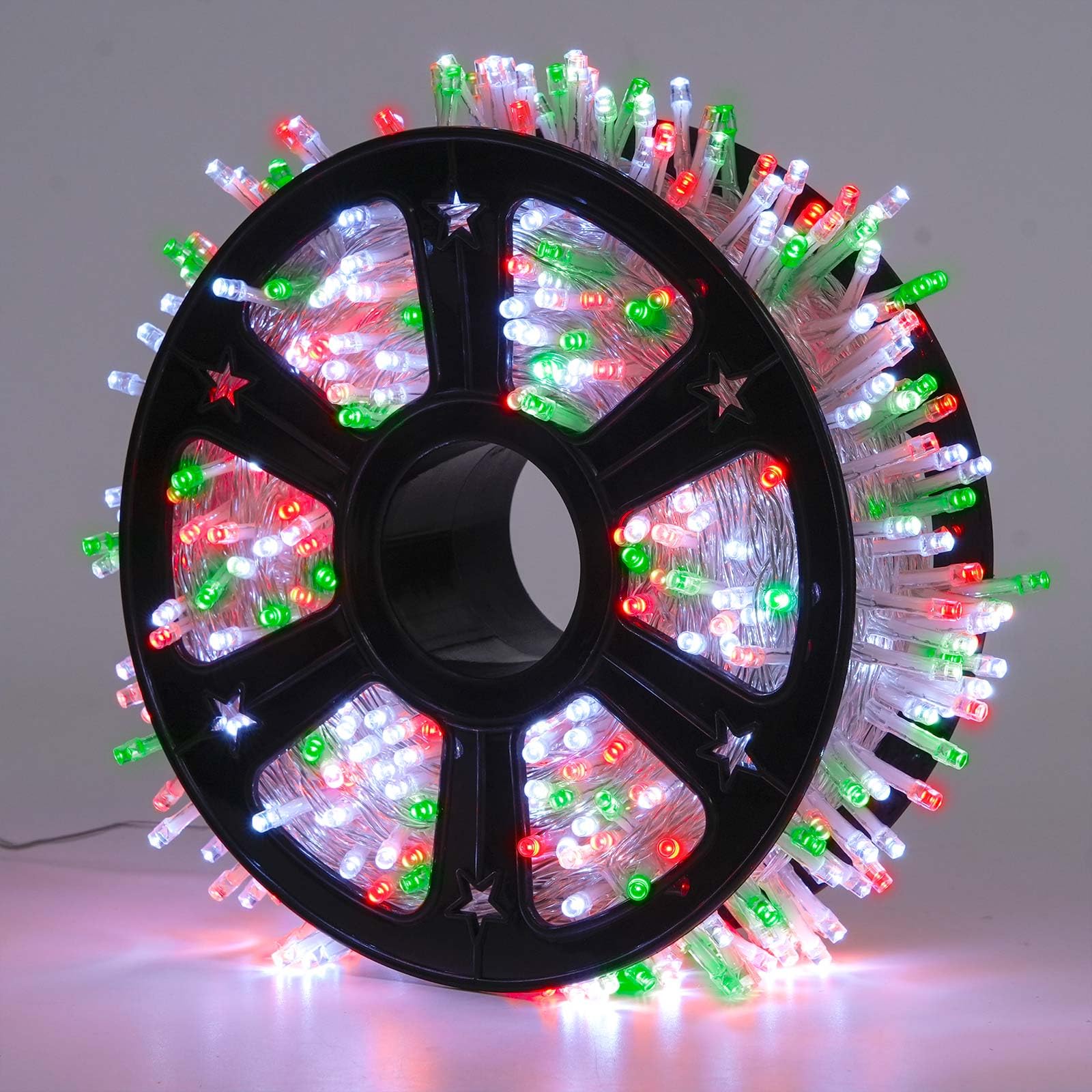 JMEXSUSS 500 LED Red White and Green Christmas Lights, 8 Modes 163ft String Lights Plug in with Remote Control, Clear Wire Chris