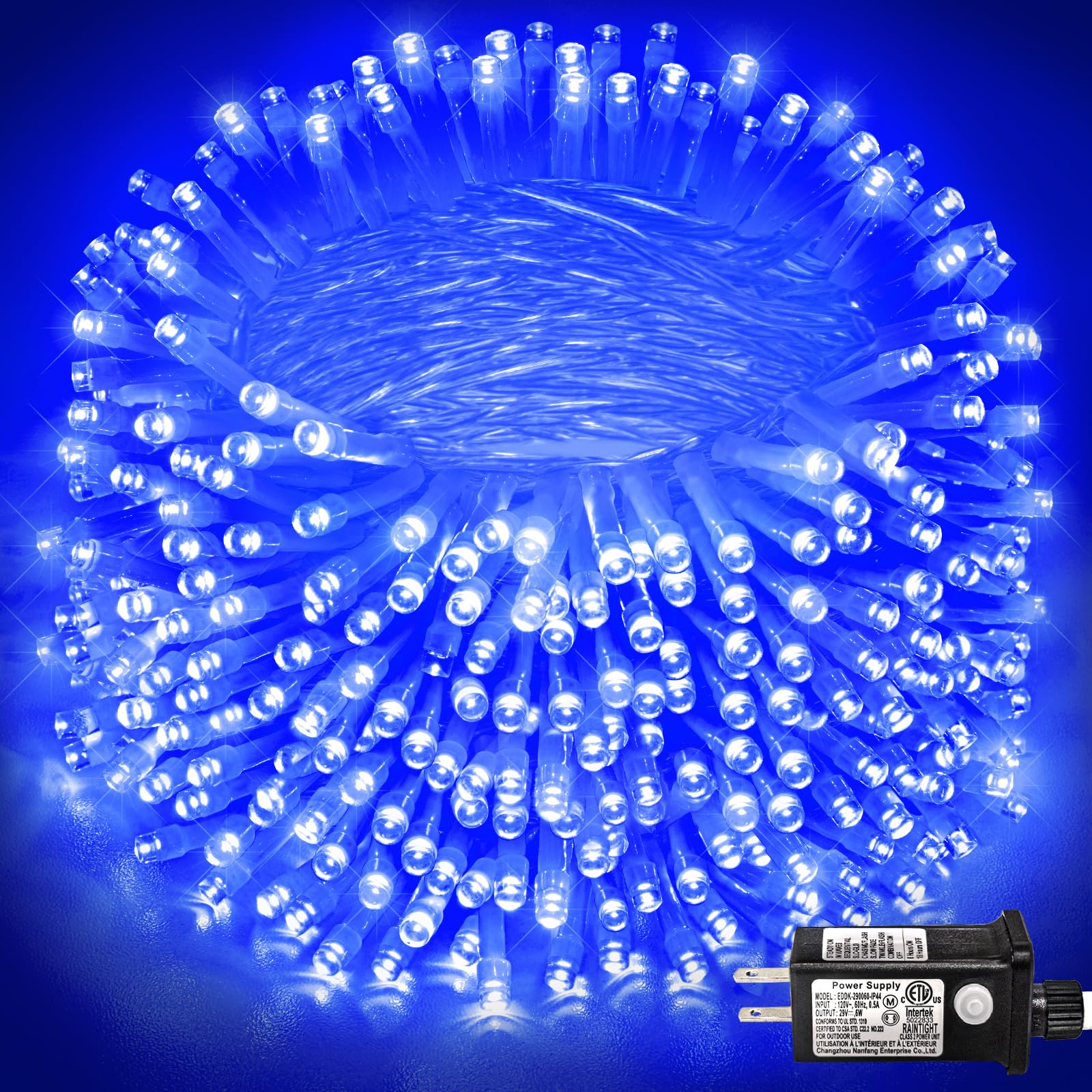 800 Led Blue Christmas Lights Outdoor 262Ft Clear Wire Blue String Lights 8 Modes Clear Wire  Plug In Waterproof Twinkle Fairy String Light For Indoor Christmas Tree Bedroom Decorations