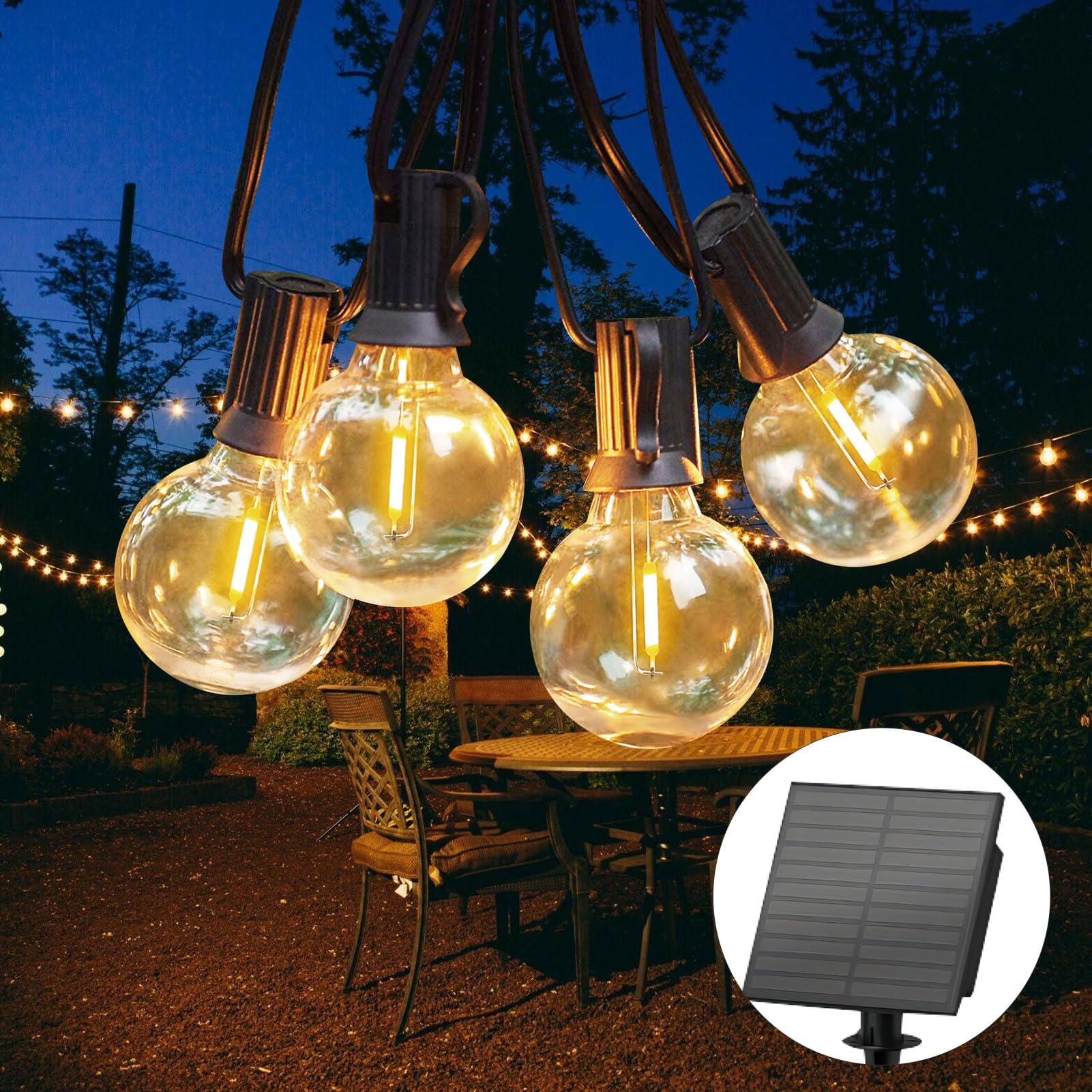 Meconard G40 Solar LED Bulbs, Shatterproof E12 Screw Base, Warm White, 1W, 25 Count, Model MG306W27K25P