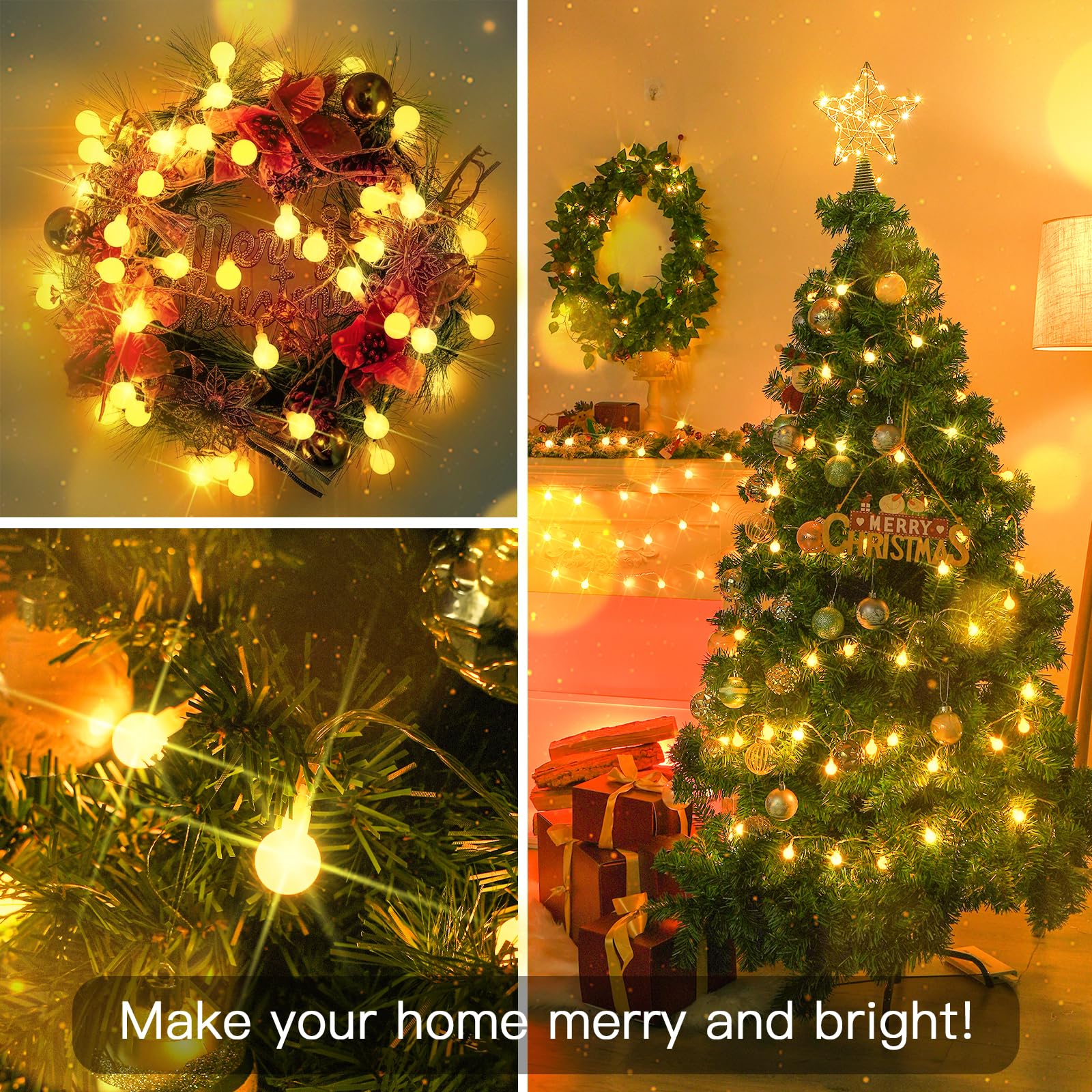 Suddus Battery Operated Christmas Lights, 50 Led Twinkle Lights With Remote, Indoor String Lights For Tree, Backyard, Patio, Garden, Party, Bedroom, Living Room, Classroom, Warm White