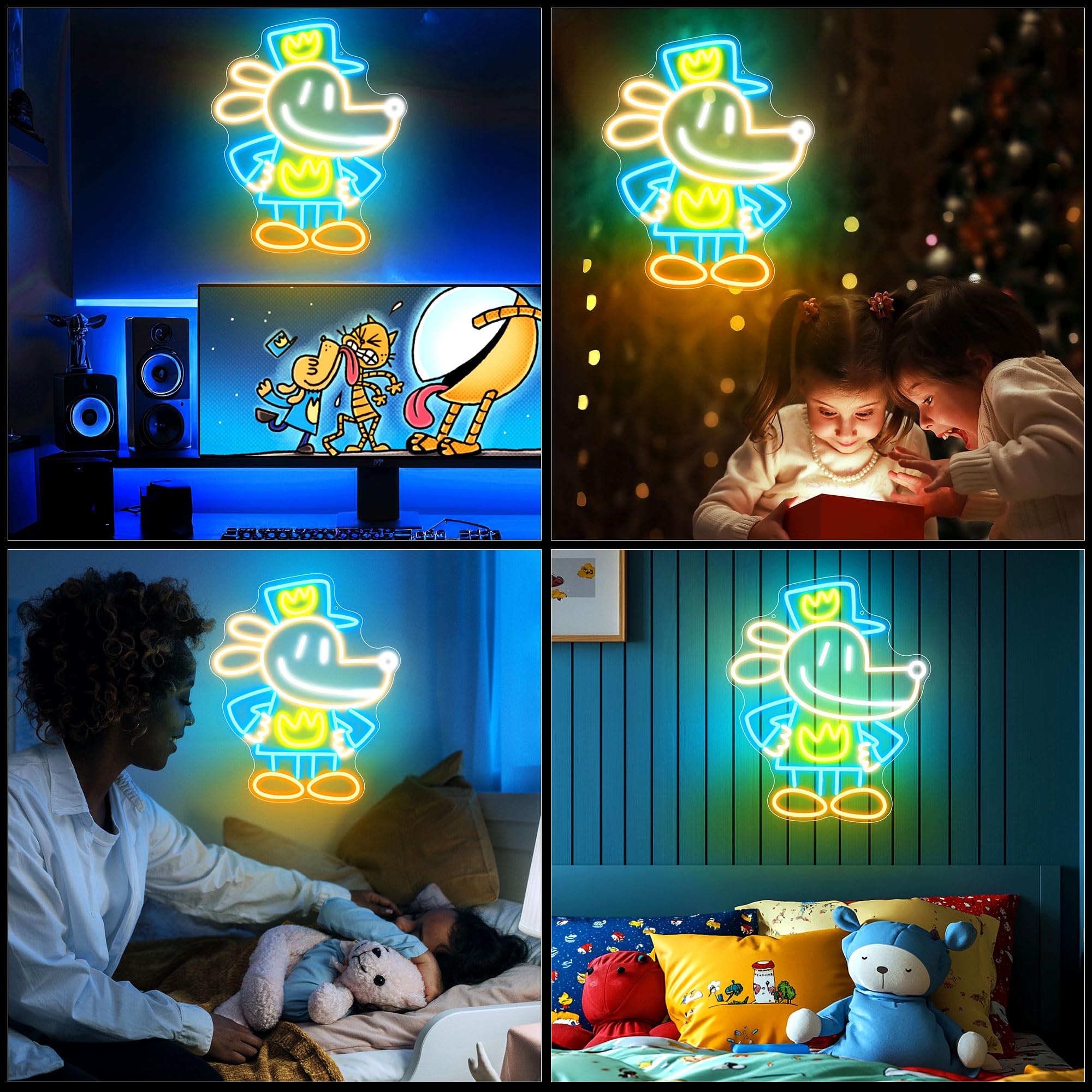 WMAT Dog Man Neon Sign - LED Wall Decor Light, 12.4" x 15", Polycarbonate, WIKI-001, Perfect for Kids' Room & Parties