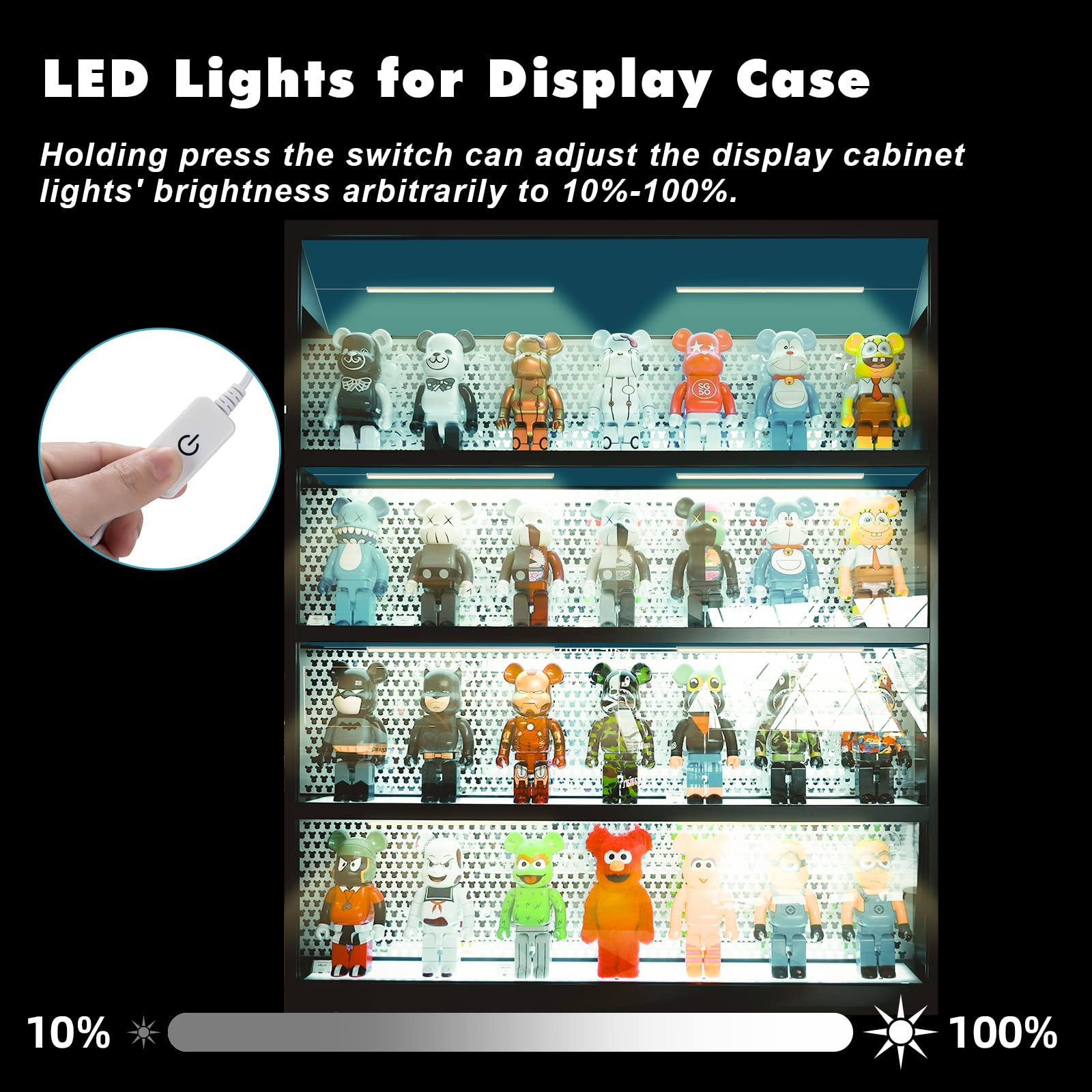 JUSJUBR Natural White LED Display Cabinet Lights, Dimmable Shelf Lighting, 12 inch, Aluminum, Model JUSJUBR-