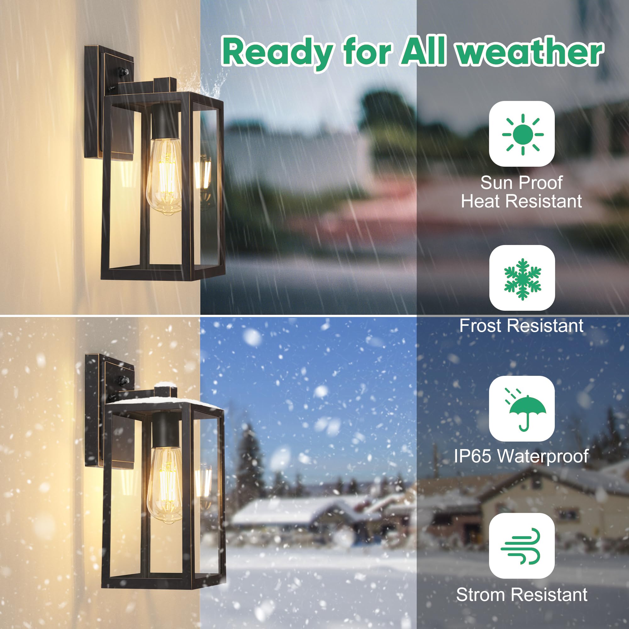 Partphoner Exterior Lighting Fixtures, Porch Light Outdoor, Waterproof Exterior Light Fixture, Anti-Rust Wall Sconce With Clear