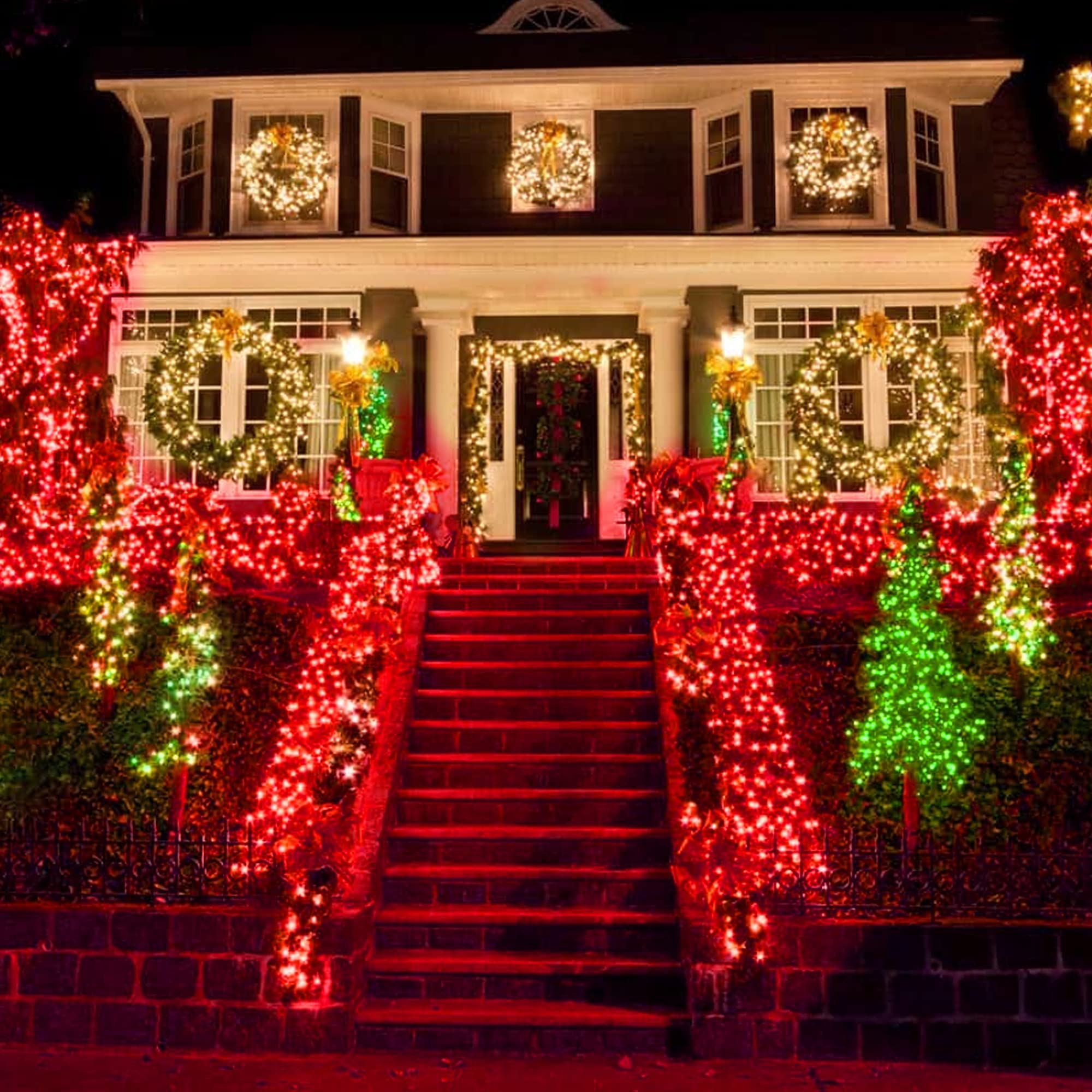 Dazzle Bright Solar String Lights, 39.4 FT, 120 LEDs, Waterproof, 8 Modes, Copper Wire, Red, Outdoor Fairy Lights for Decor