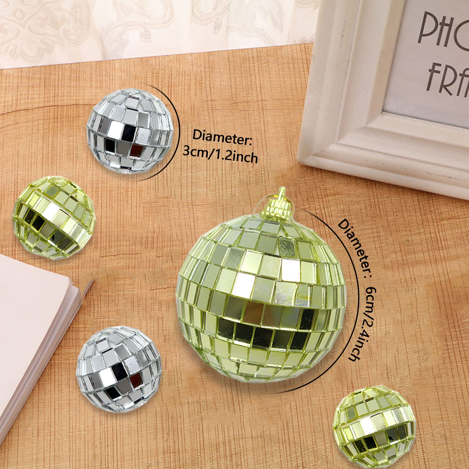 Yitexin 15Pcs Small Mirror Disco Ball Ornaments, 5cm Diameter, Silver, Stainless Steel, Perfect for Party and Cake Decoration