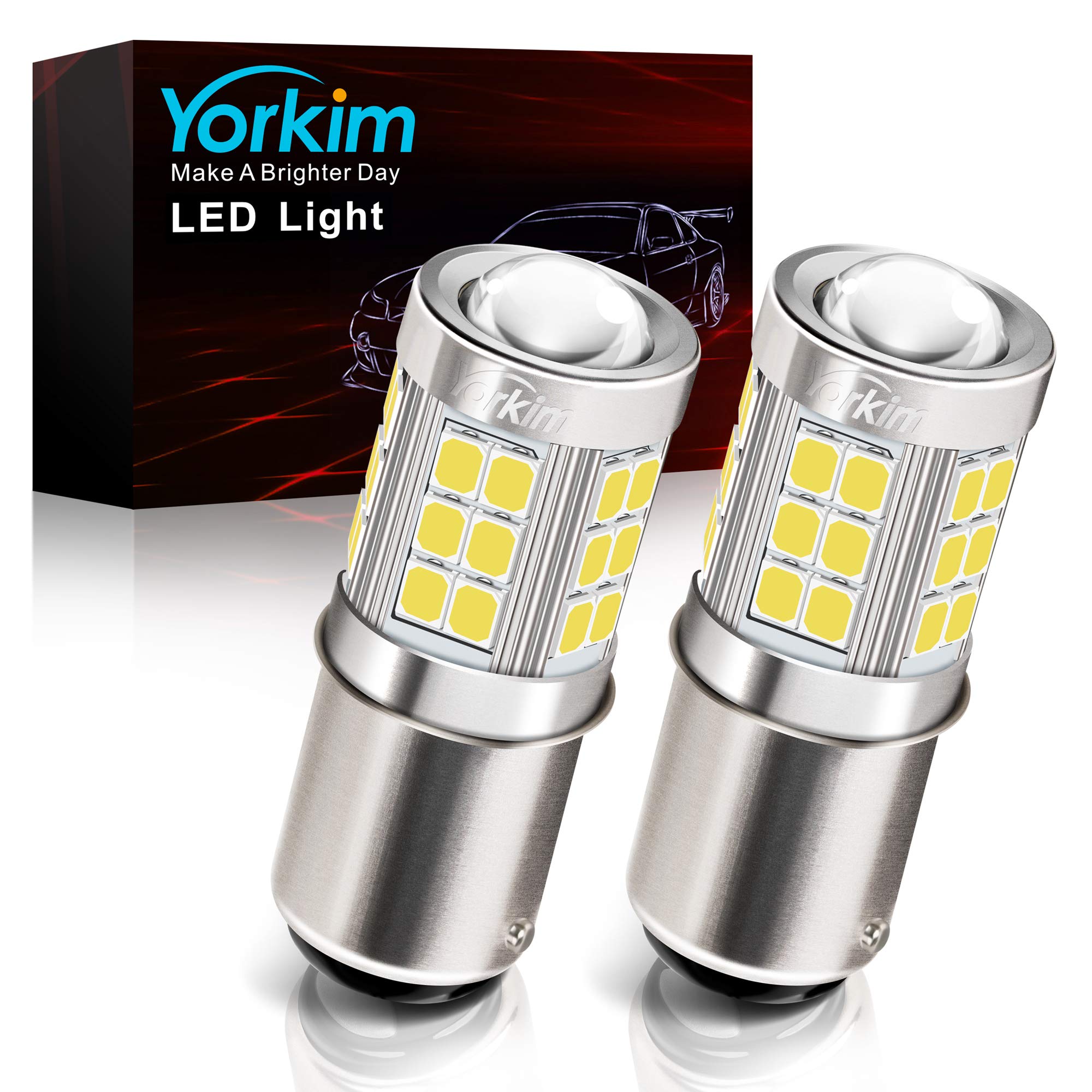 Yorkim 1157 Led Bulb, Super Bright 2357 Led Bulb 2057 7528 Bay15D Replacement For Led Reverse Blinker Brake Tail Lights, 6000K X