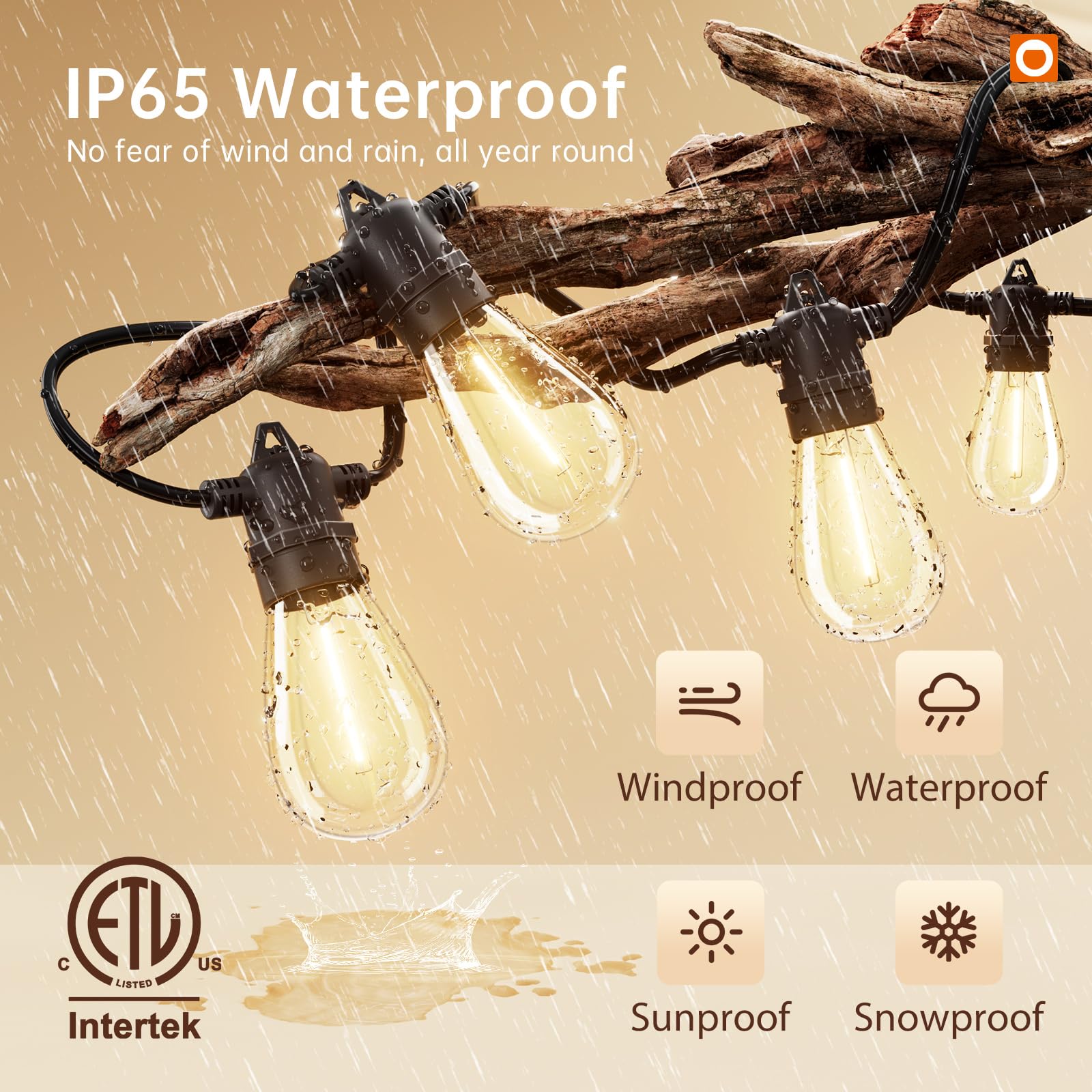 addlon 4-Pack E12 S14 LED Replacement Bulbs, 1W Shatterproof Waterproof Warm White, Black Plastic for Outdoor String Lights