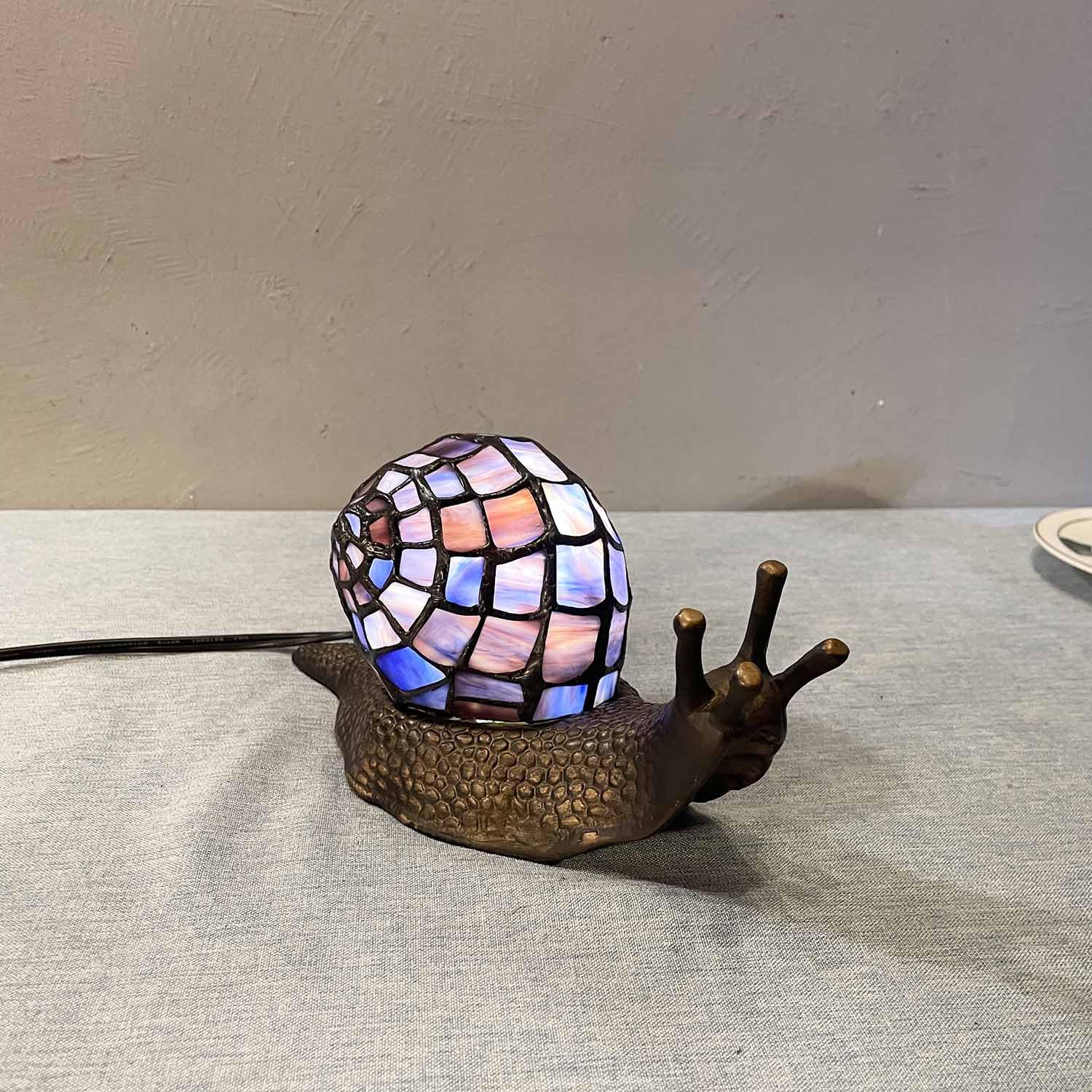 Bieye Tiffany Style Stained Glass Table Lamp, Purple, 10"D x 5"W x 5"H, Model L10976, Accent Lamp for Home Decor