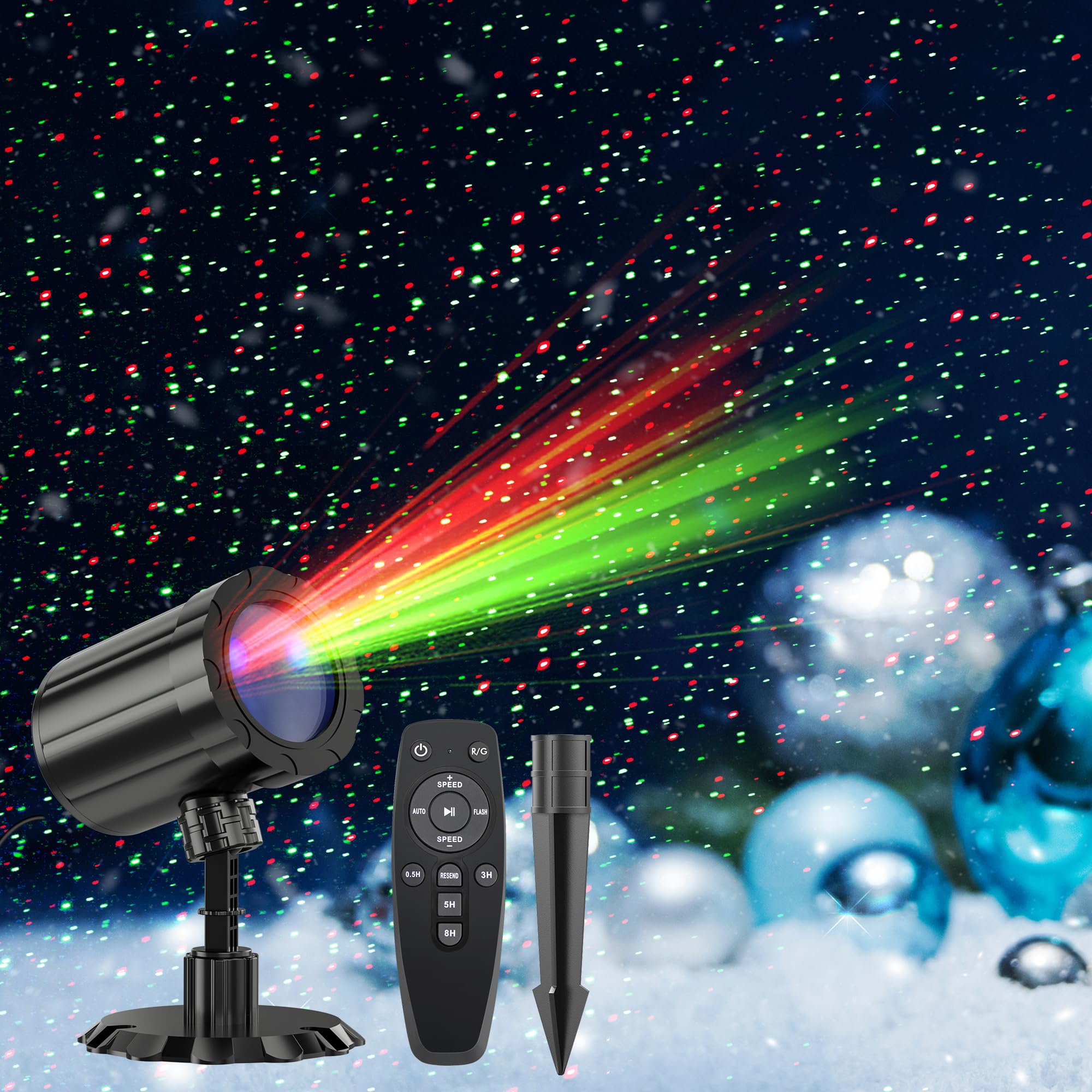 GUSODOR Christmas Projector Lights Outdoor  Waterproof Christmas Decorations Projection Light with Remote Control  Indoor Starry Lights Show for Xmas Yard Garden Holiday Party Home Decor-RG Star